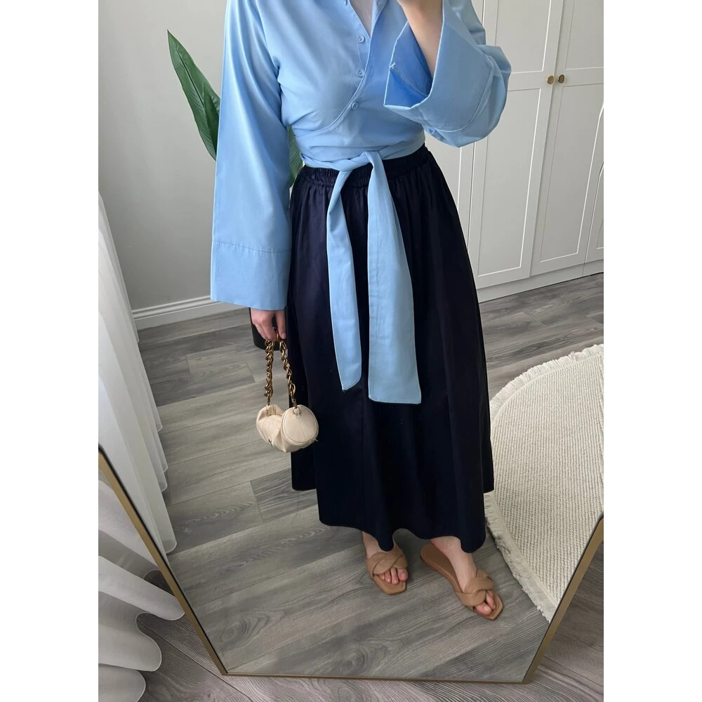 Beli Lastikli Etek Lacivert