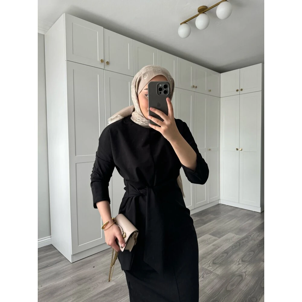 Bağlamalı Elbise Siyah