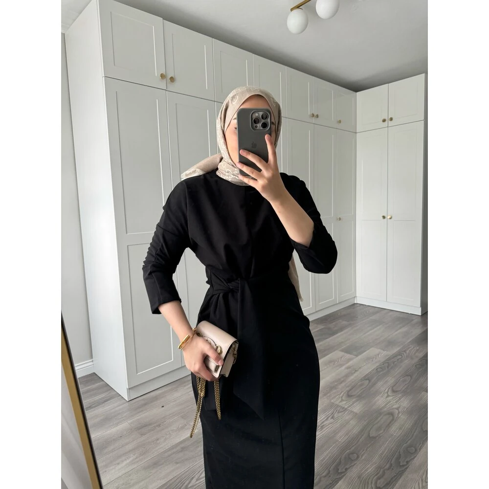 Bağlamalı Elbise Siyah