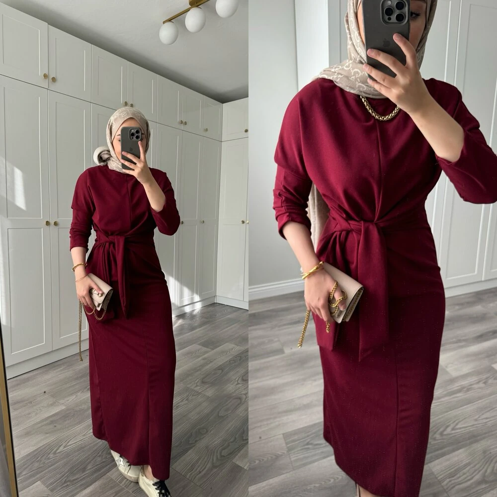 Bağlamalı Elbise Bordo