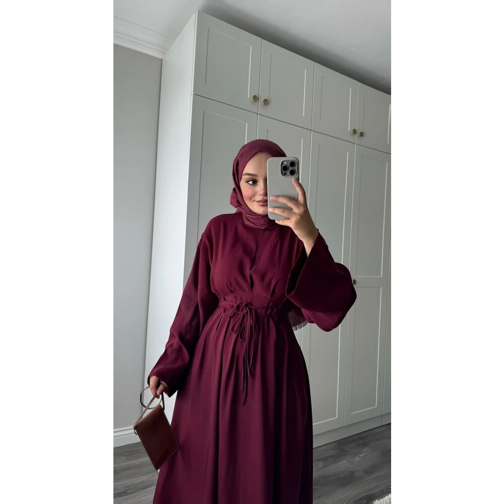 Talia Tensel Elbise Bordo