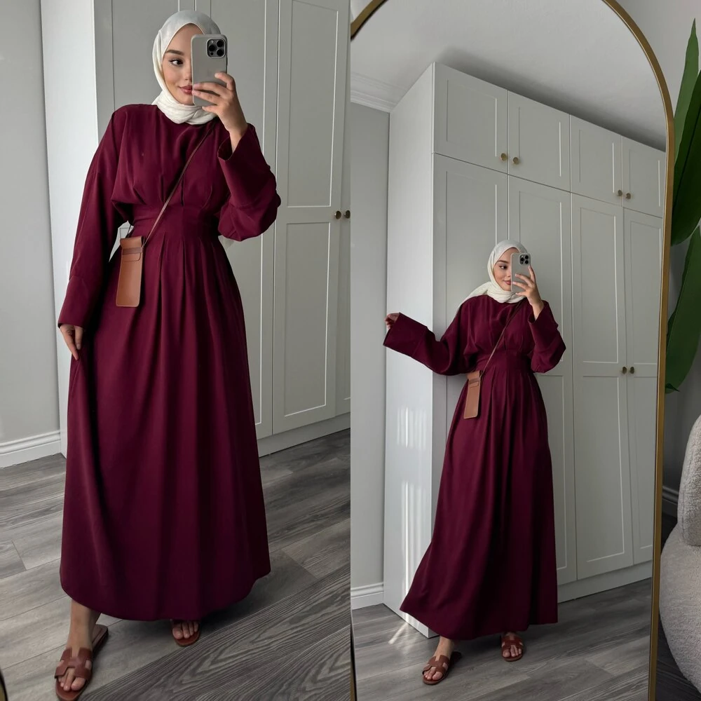 Kuğu Mevsimlik Elbise Bordo