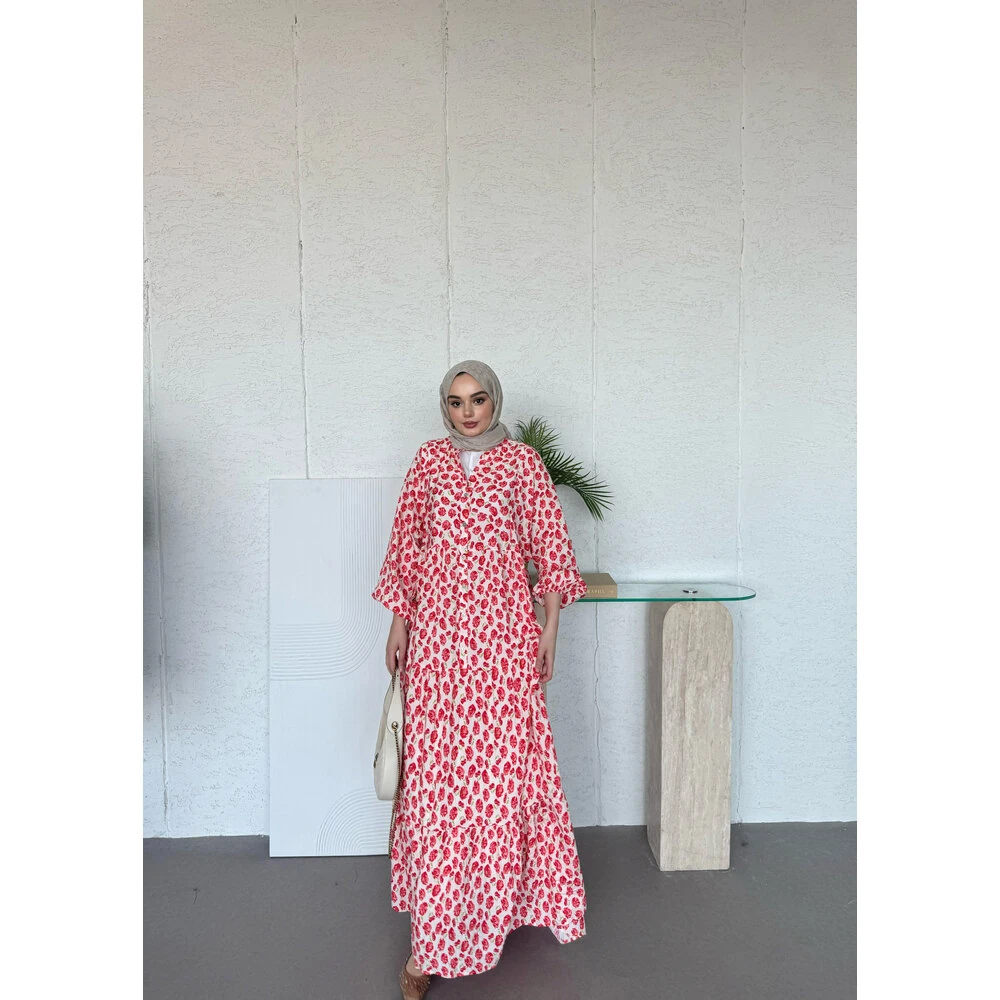 Mania Kiraz Desenli Elbise