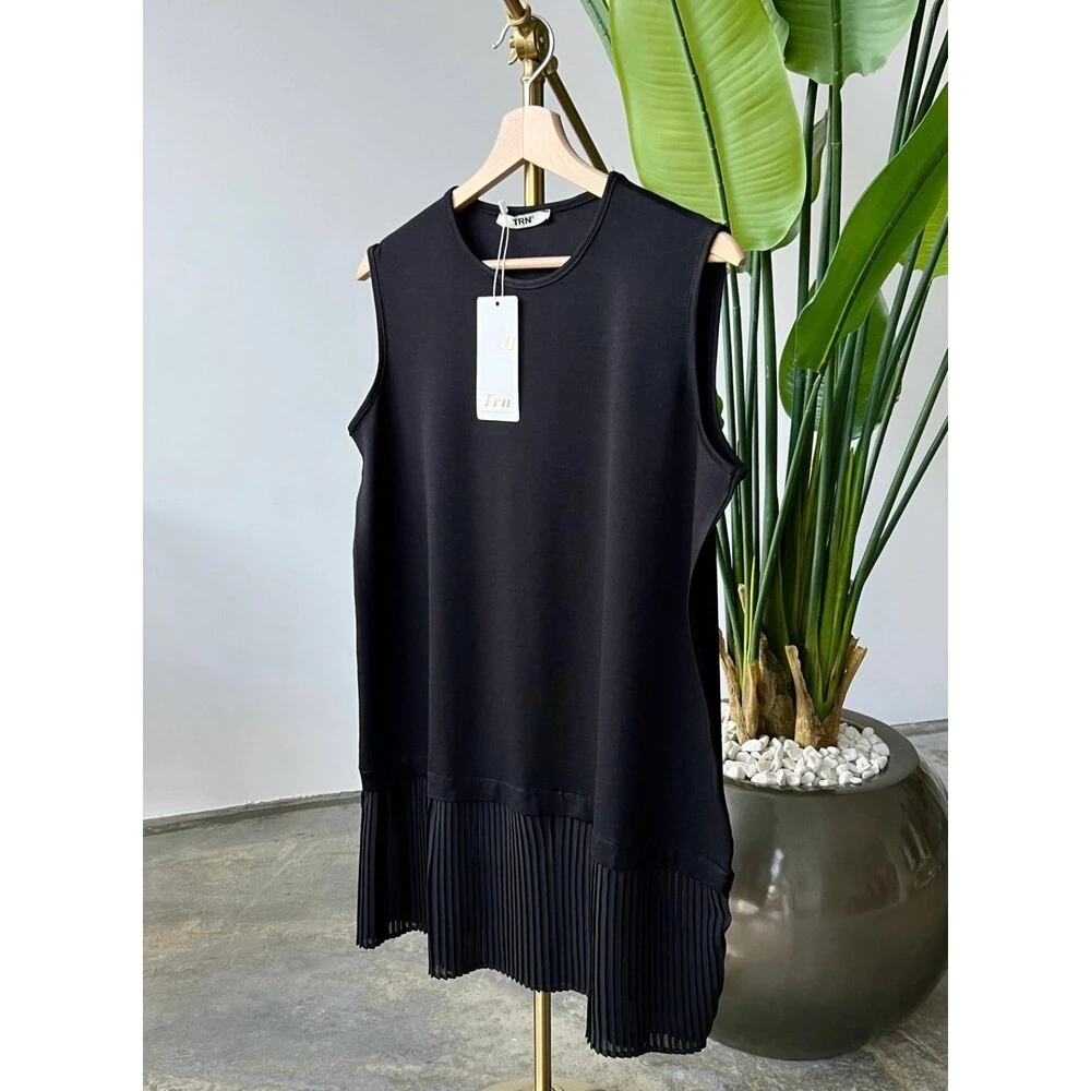 Pileli Pamuk İçlik Siyah