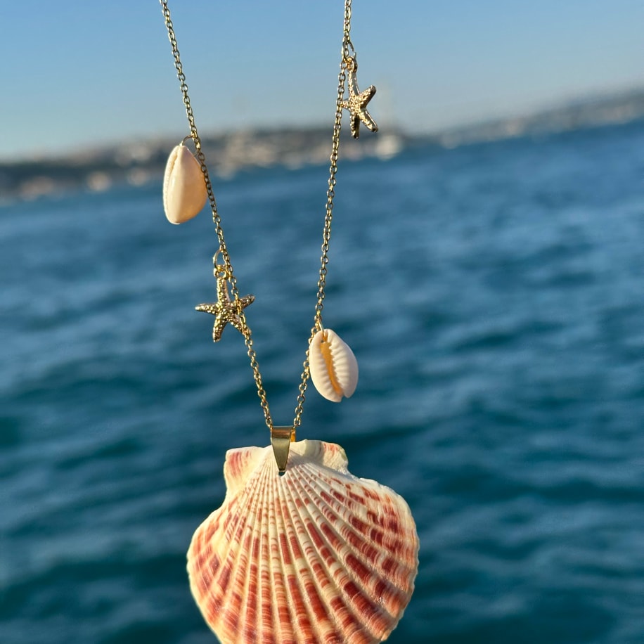 Deniz kabuğu charmlı kolye