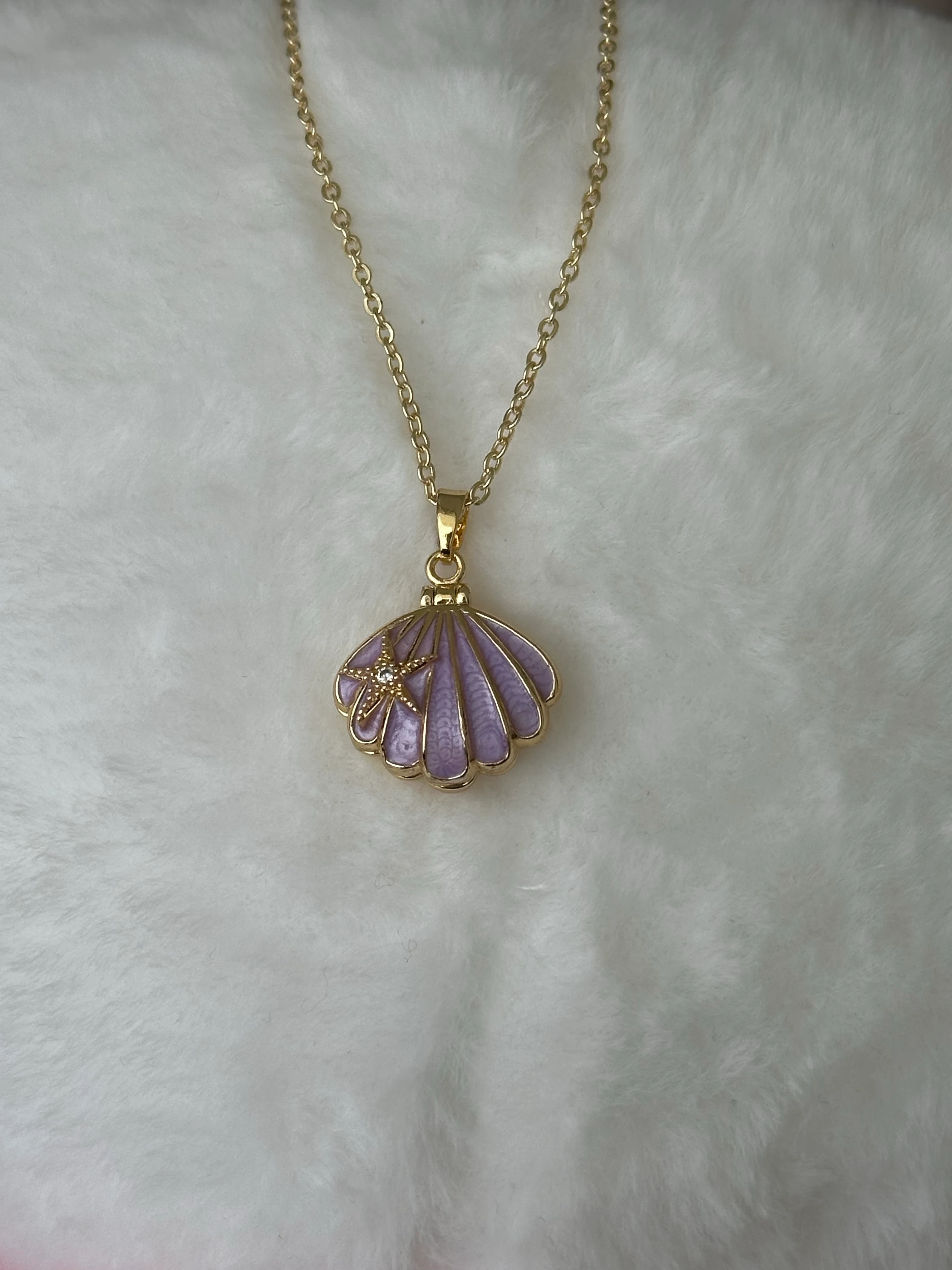 Çelik | Mor İstiridye Open Locket Kolye