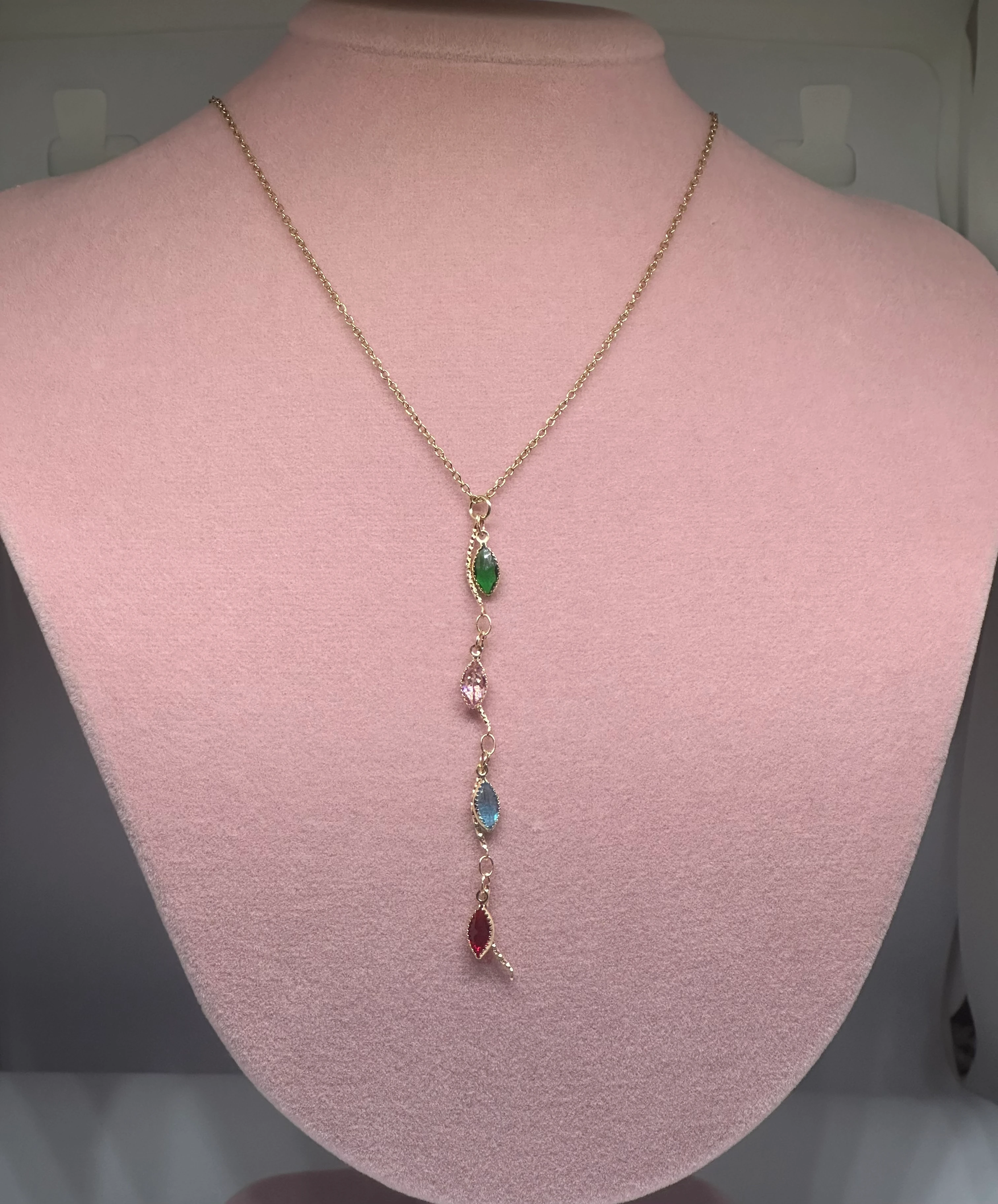 Zirkon Taşlı Çelik Y Kolye