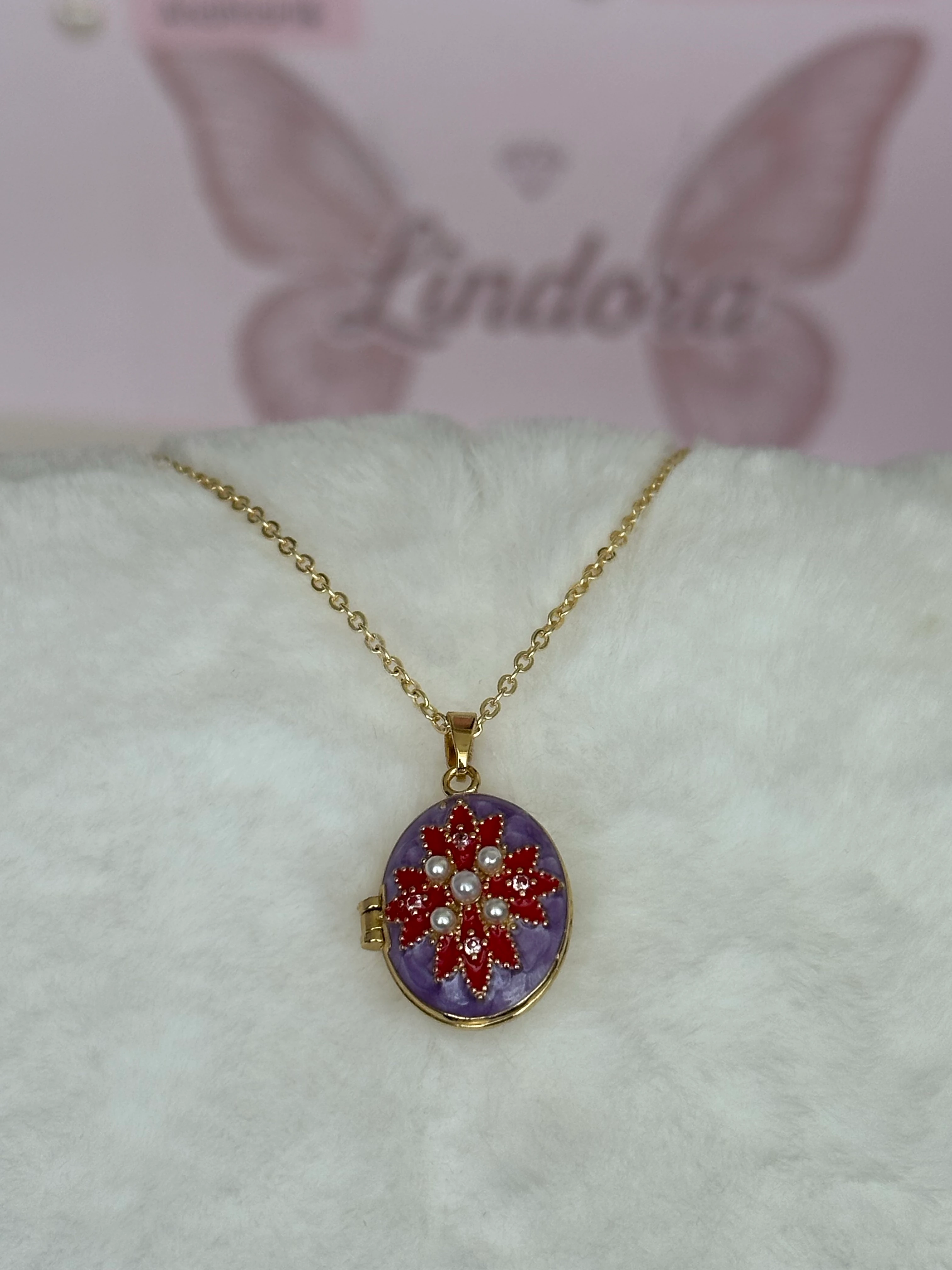 Çelik | Mor İncili Açılır Kapanır Kolye