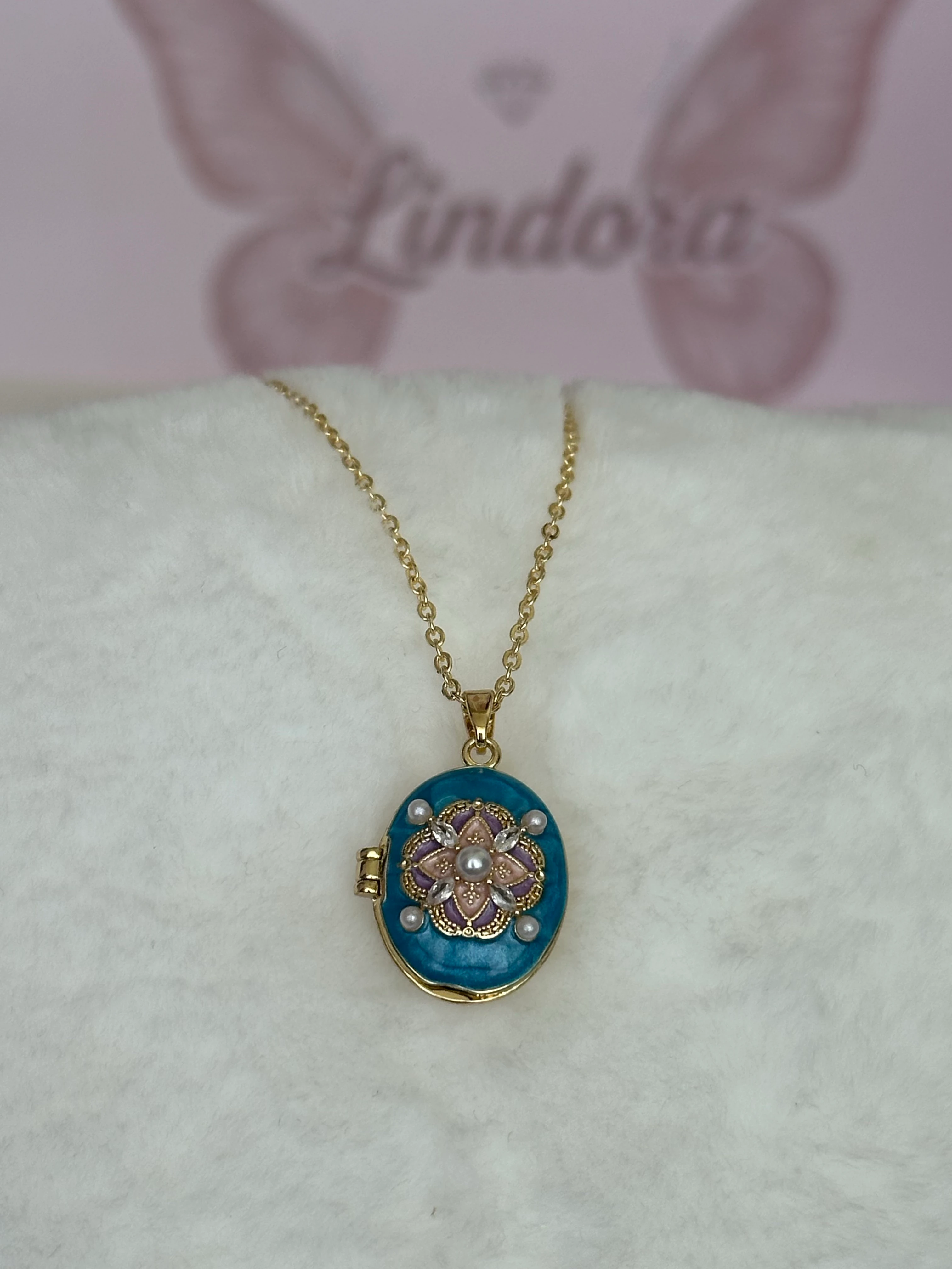 Çelik | Mavi İncili Açılır Kapanır Kolye