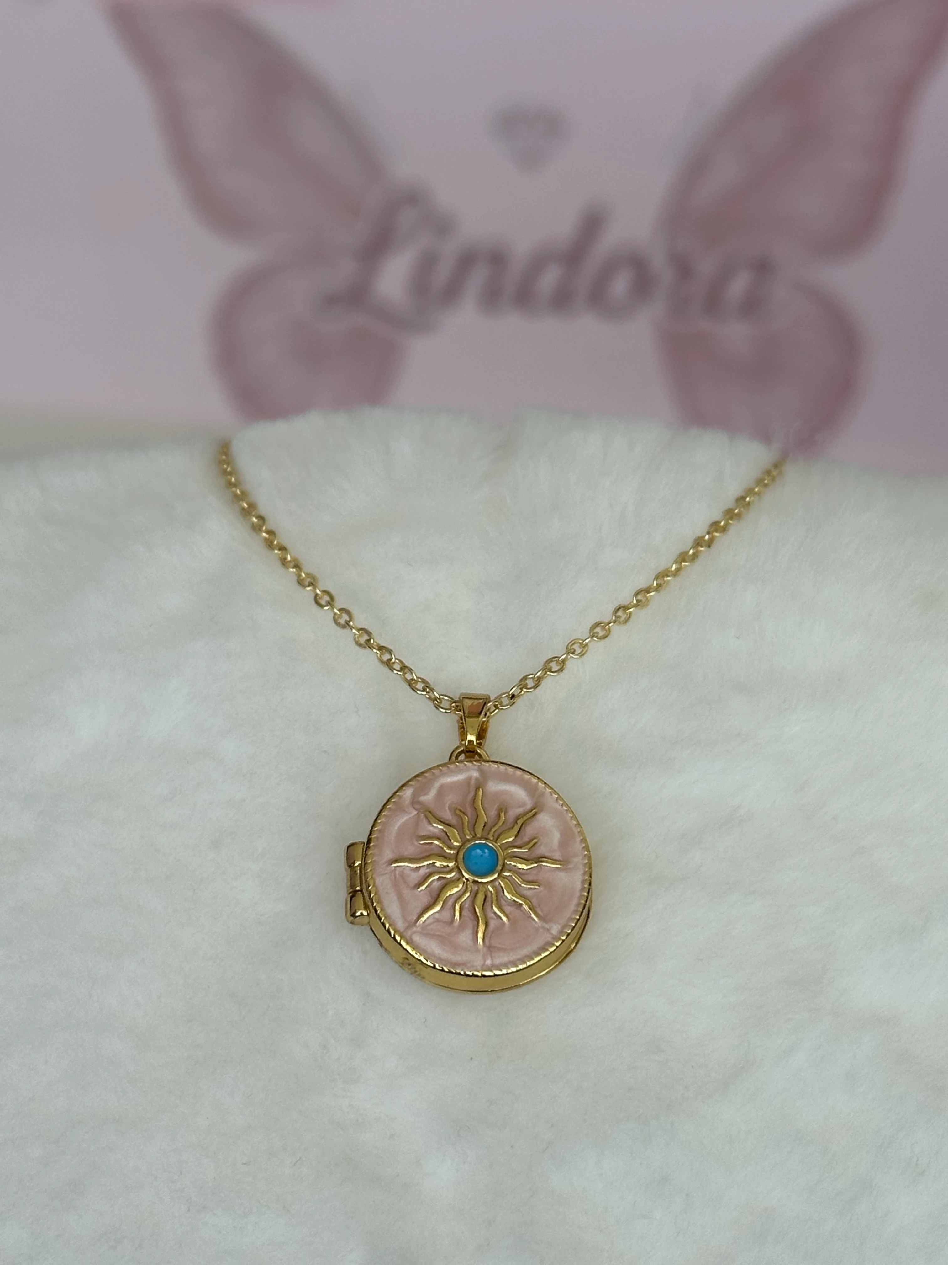 Çelik | Pink Sun Open Locket Kolye