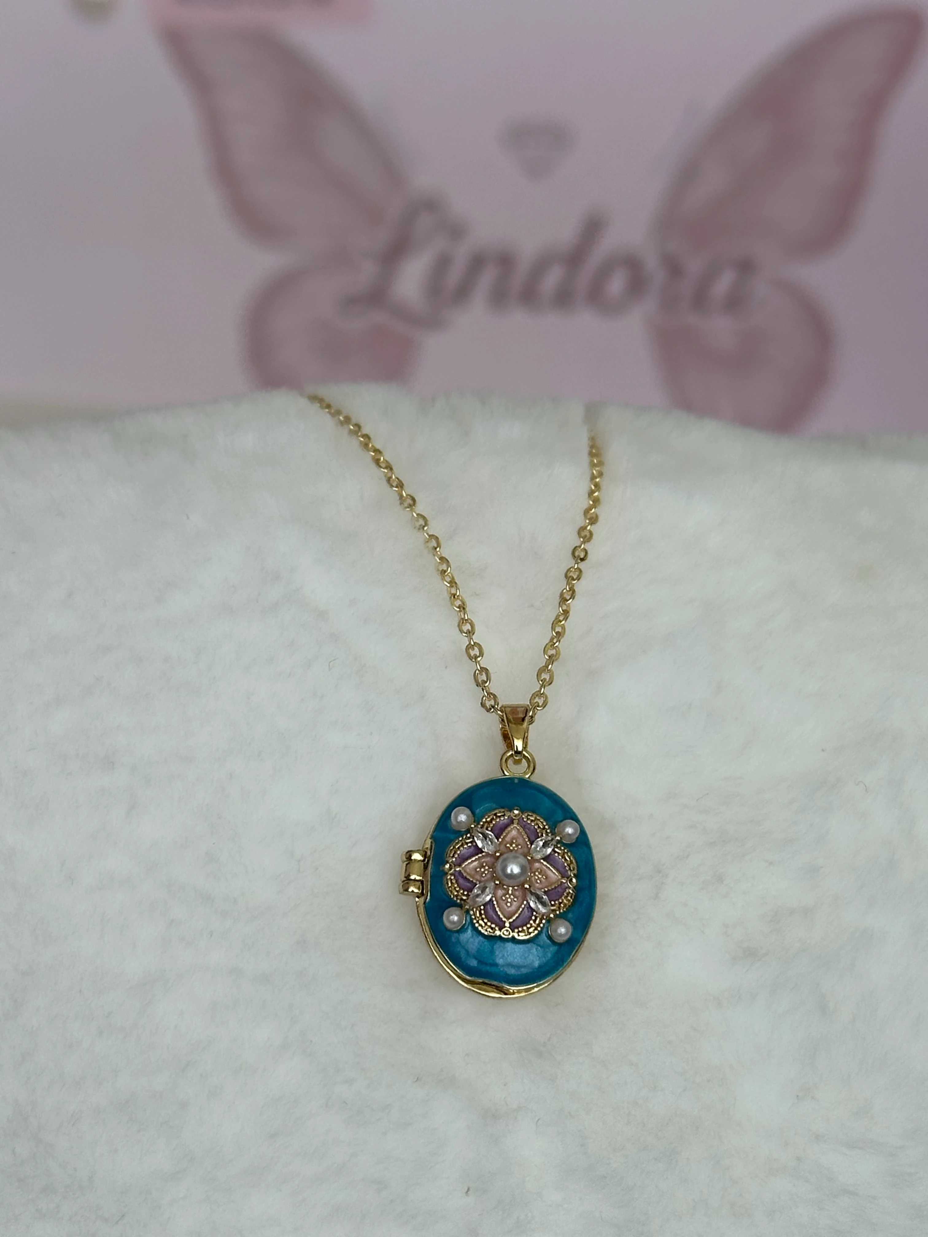 Çelik | Mavi İncili Açılır Kapanır Kolye