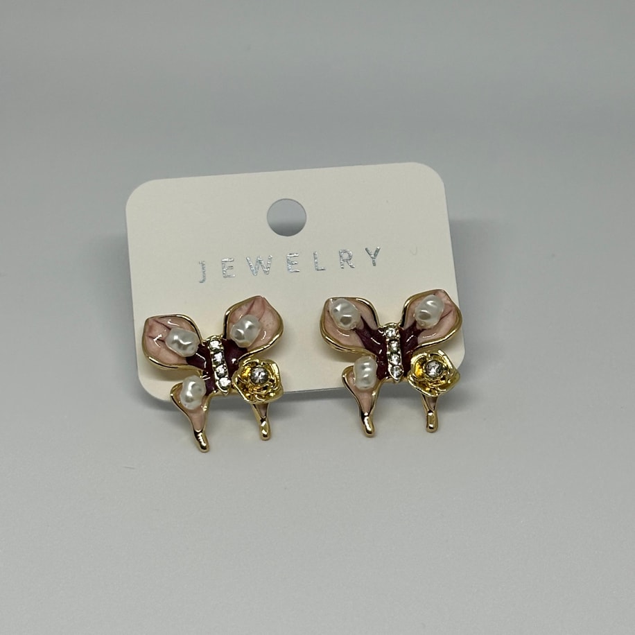 Pink Butterfly Küpe