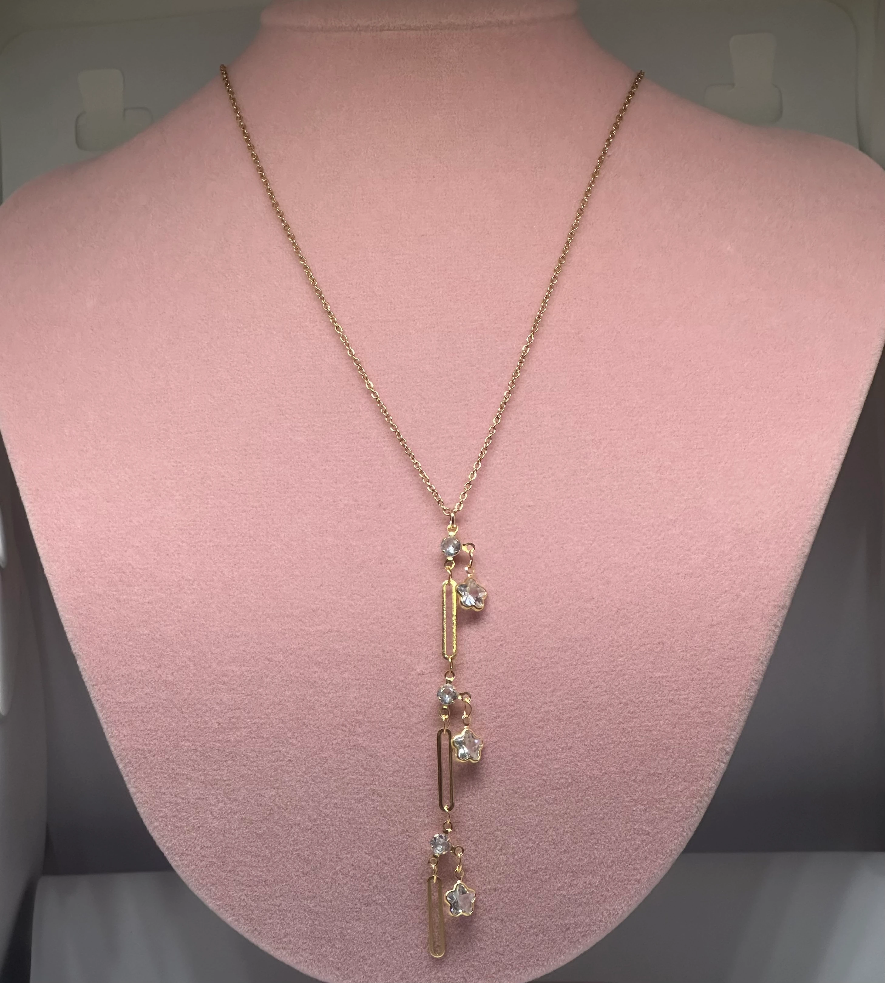 Çiçekli Çelik Y Kolye