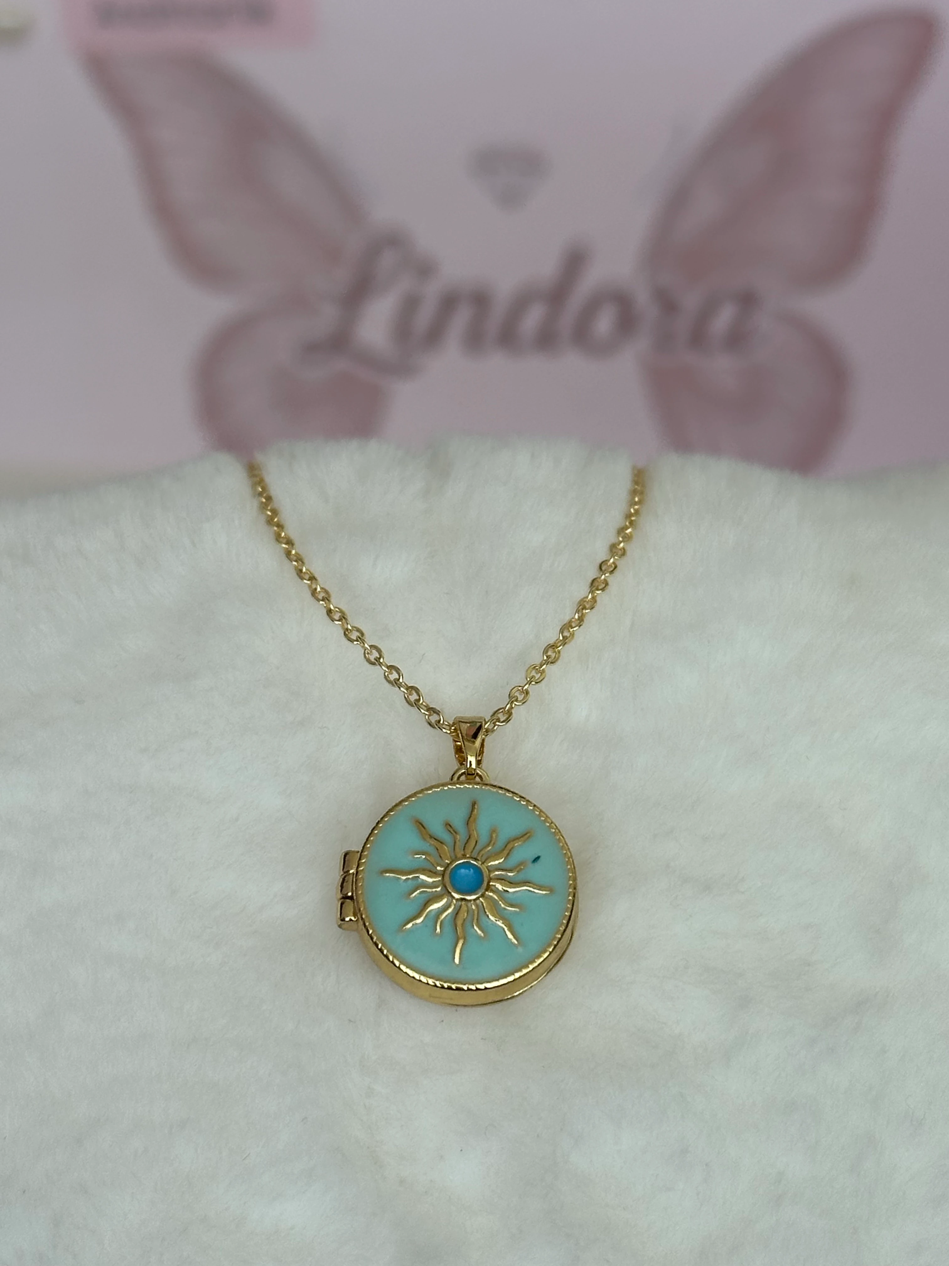 Çelik | Blue Sun Open Locket Kolye