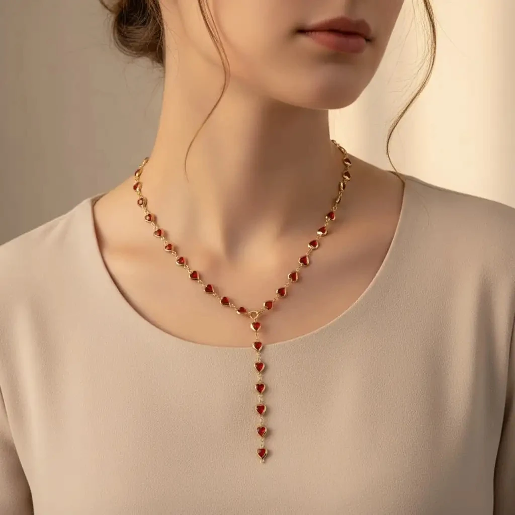 Kalp Detaylı Y Kolye