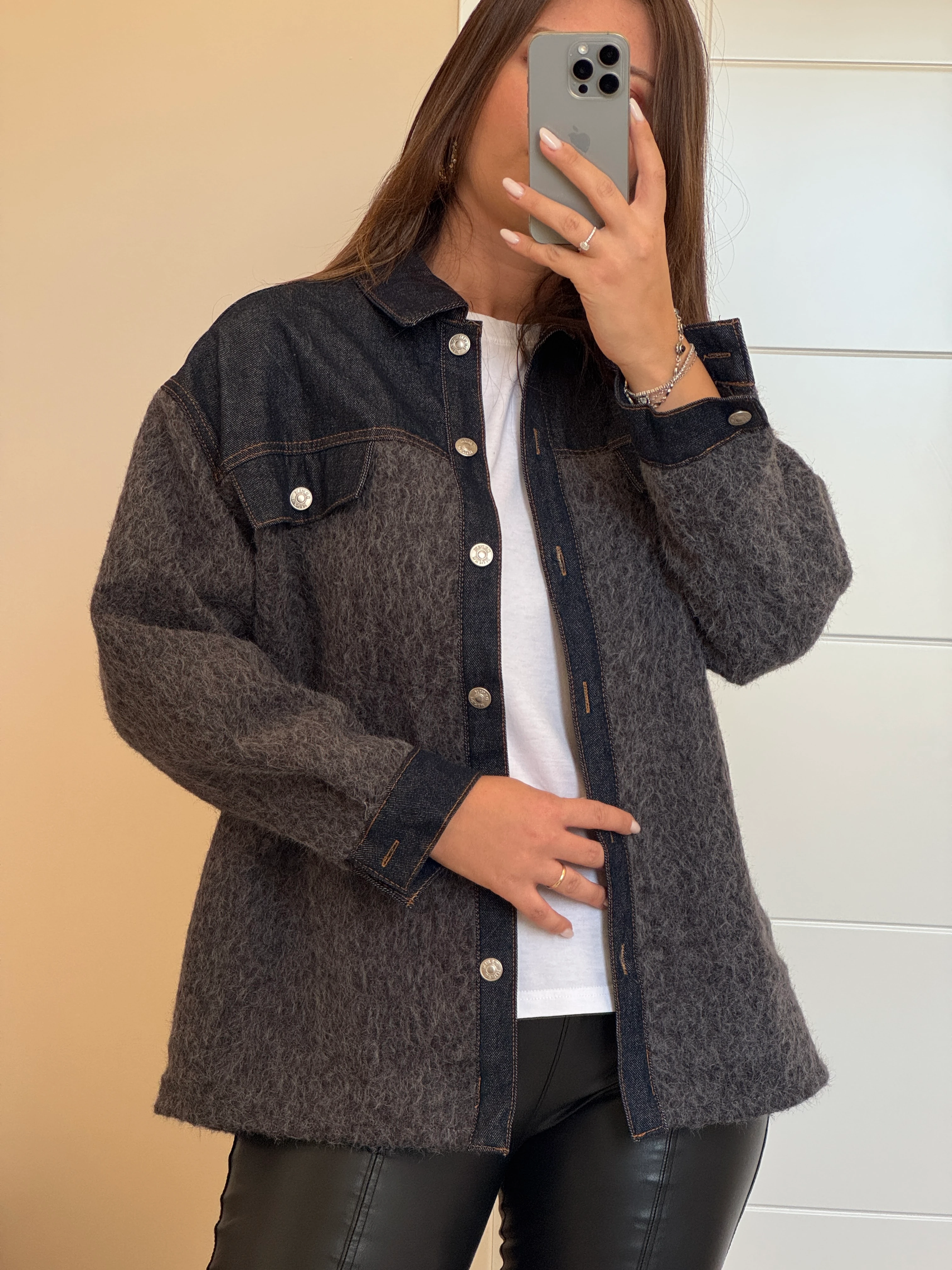 Denim Garneli Buklet Ceket