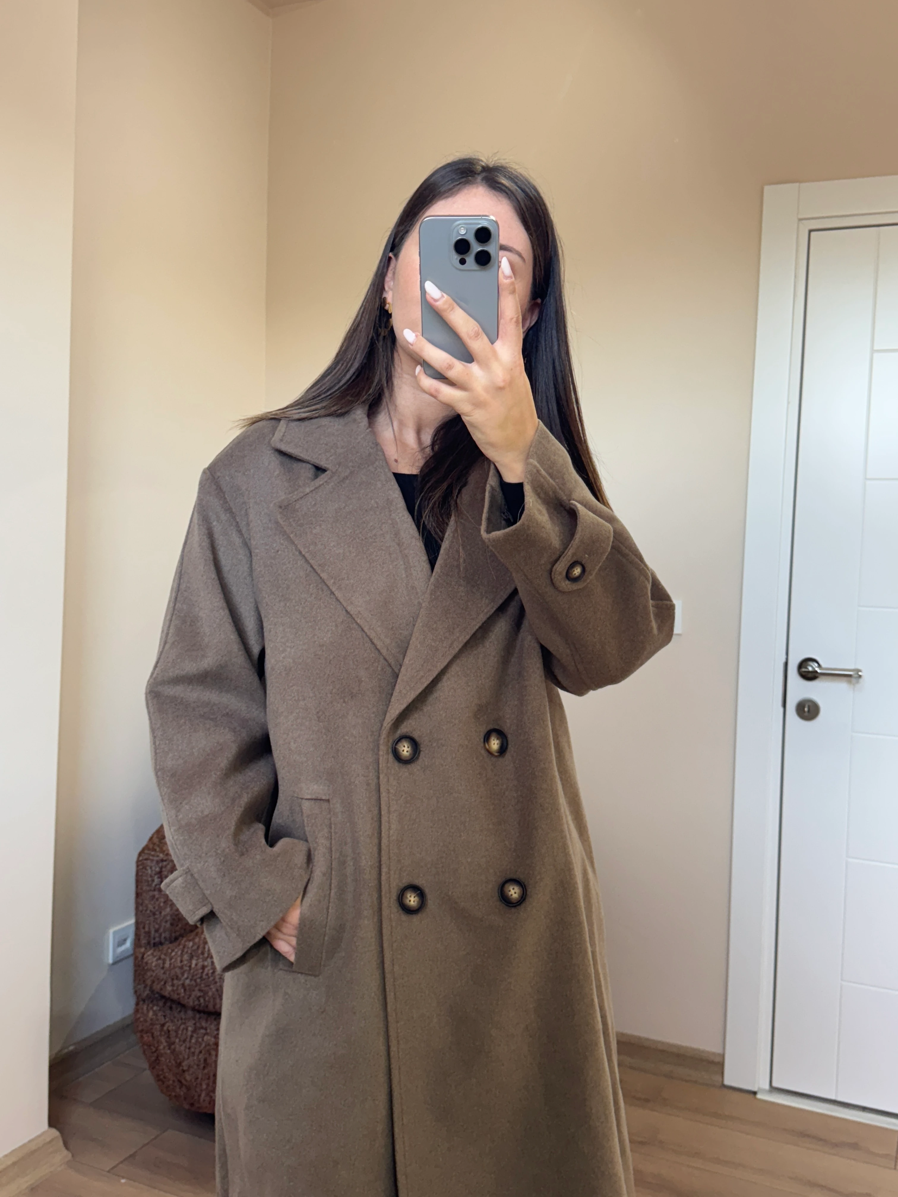 Premium Kalite Kaşe Kaban - Vizon