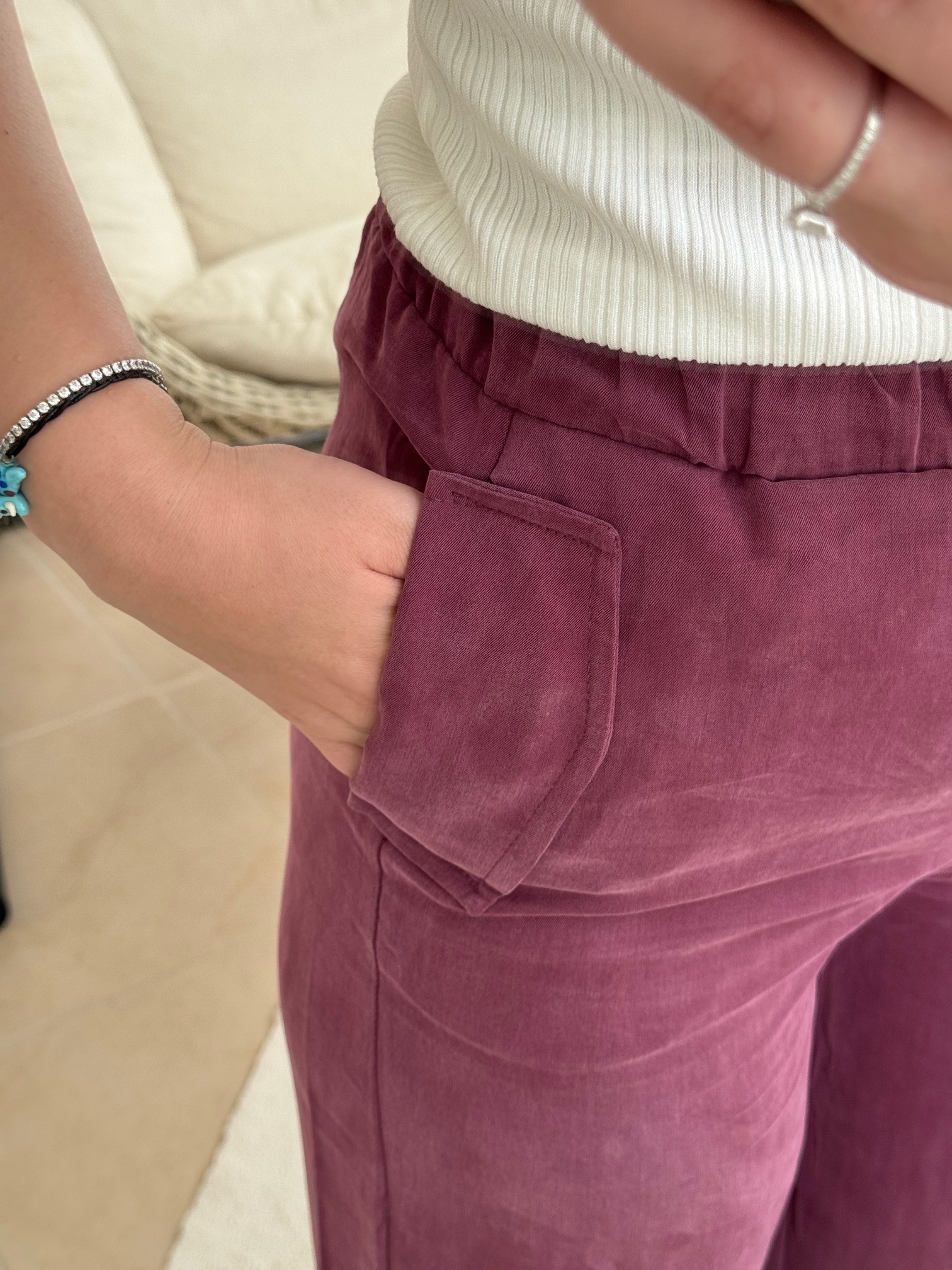 PKYL Beli Lastikli Kapak Cep Detaylı Modal Pantolon
