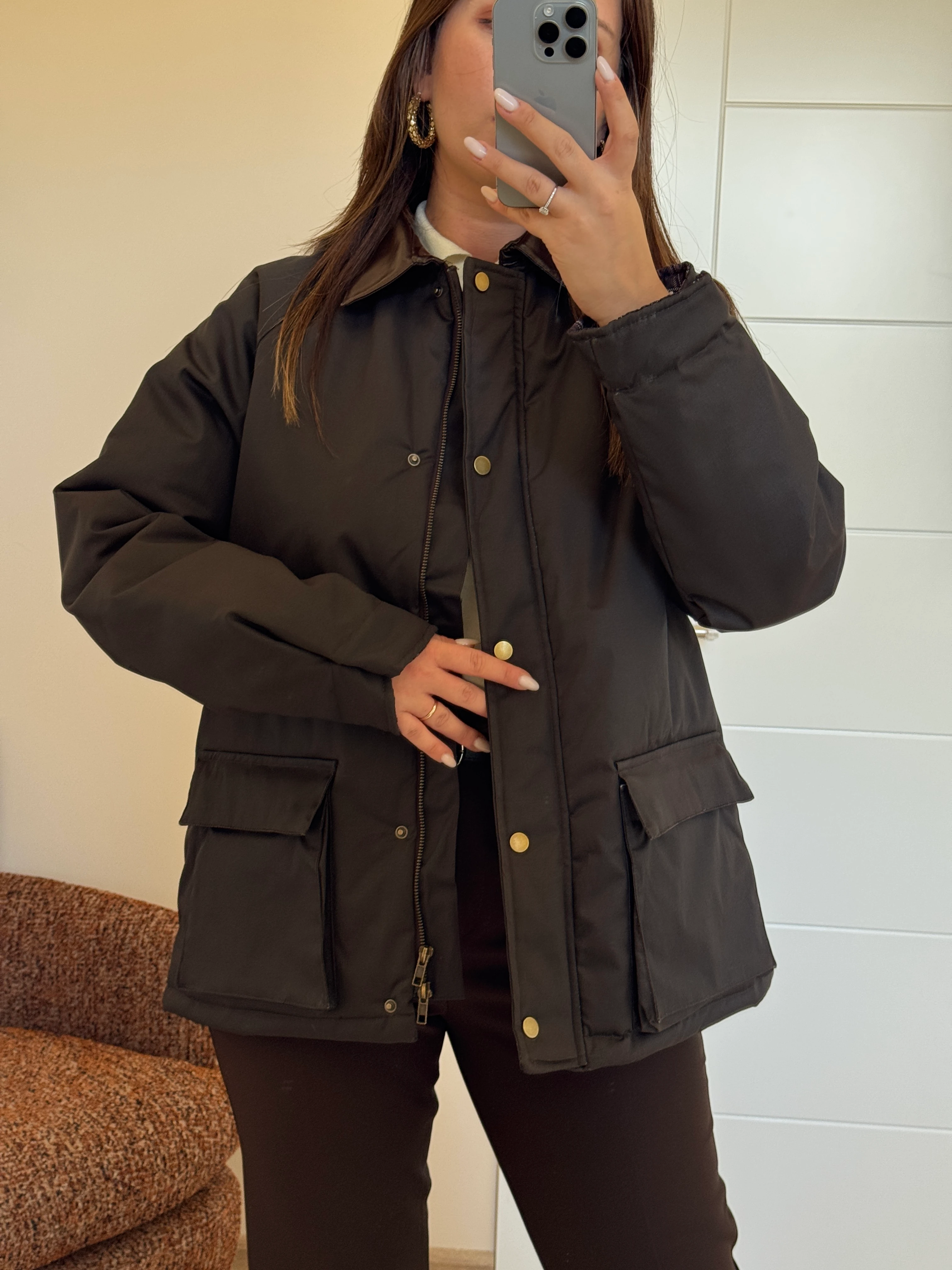 Garnili Yağlı Deri Parka