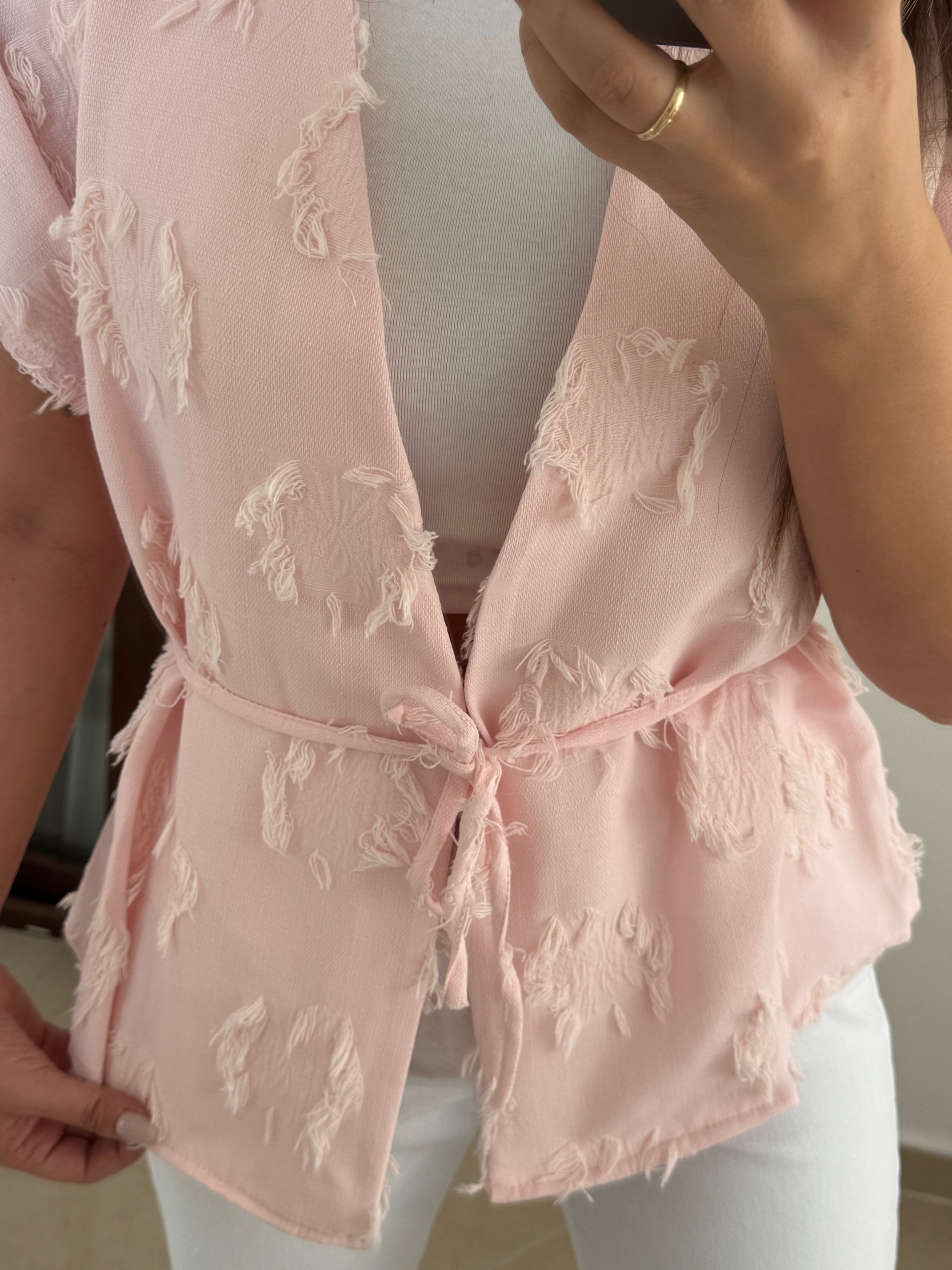 Püskül Detaylı Bağcıklı Kimono