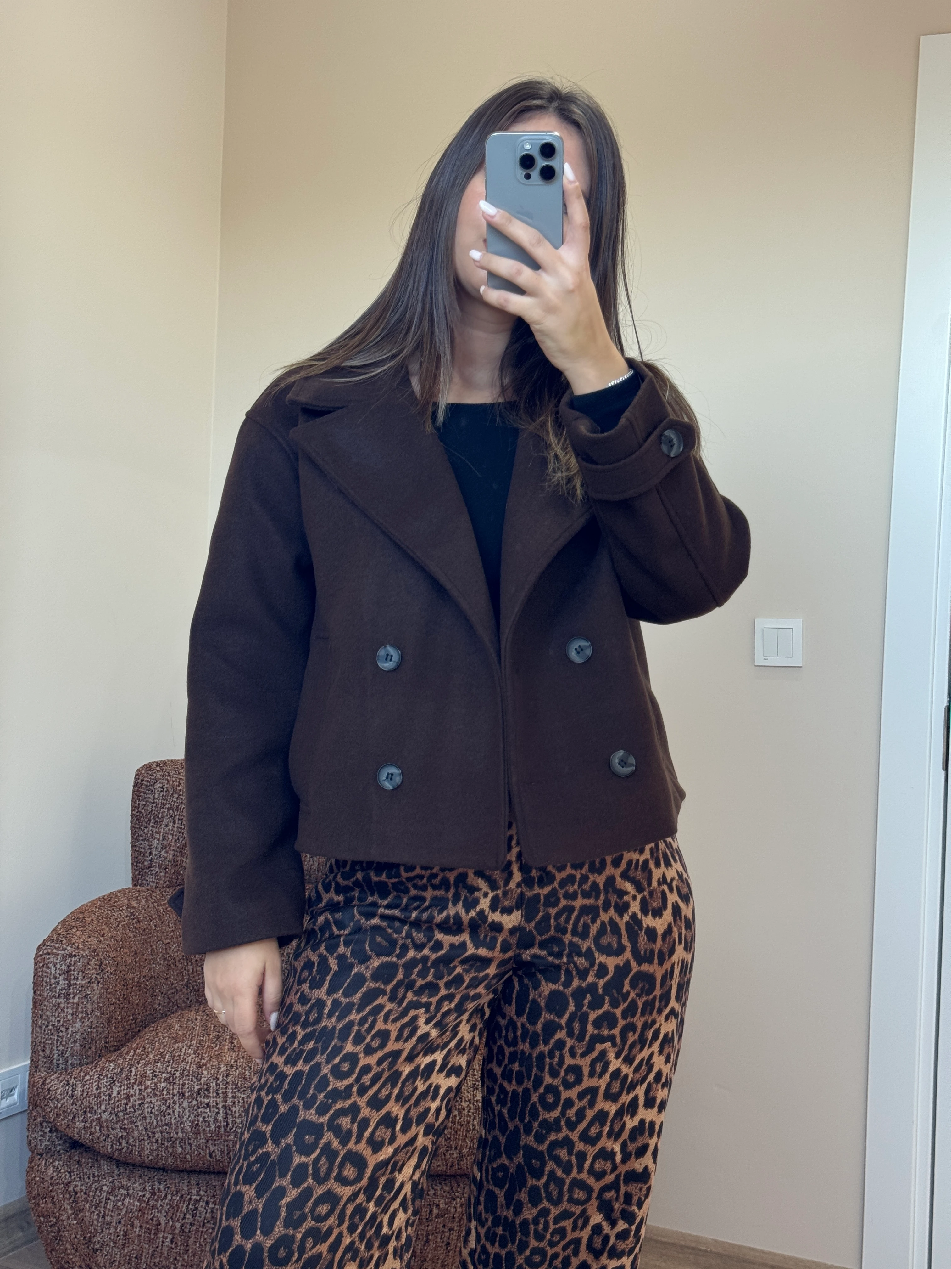 Kruvaze Kaşe Mont - Acı Kahve