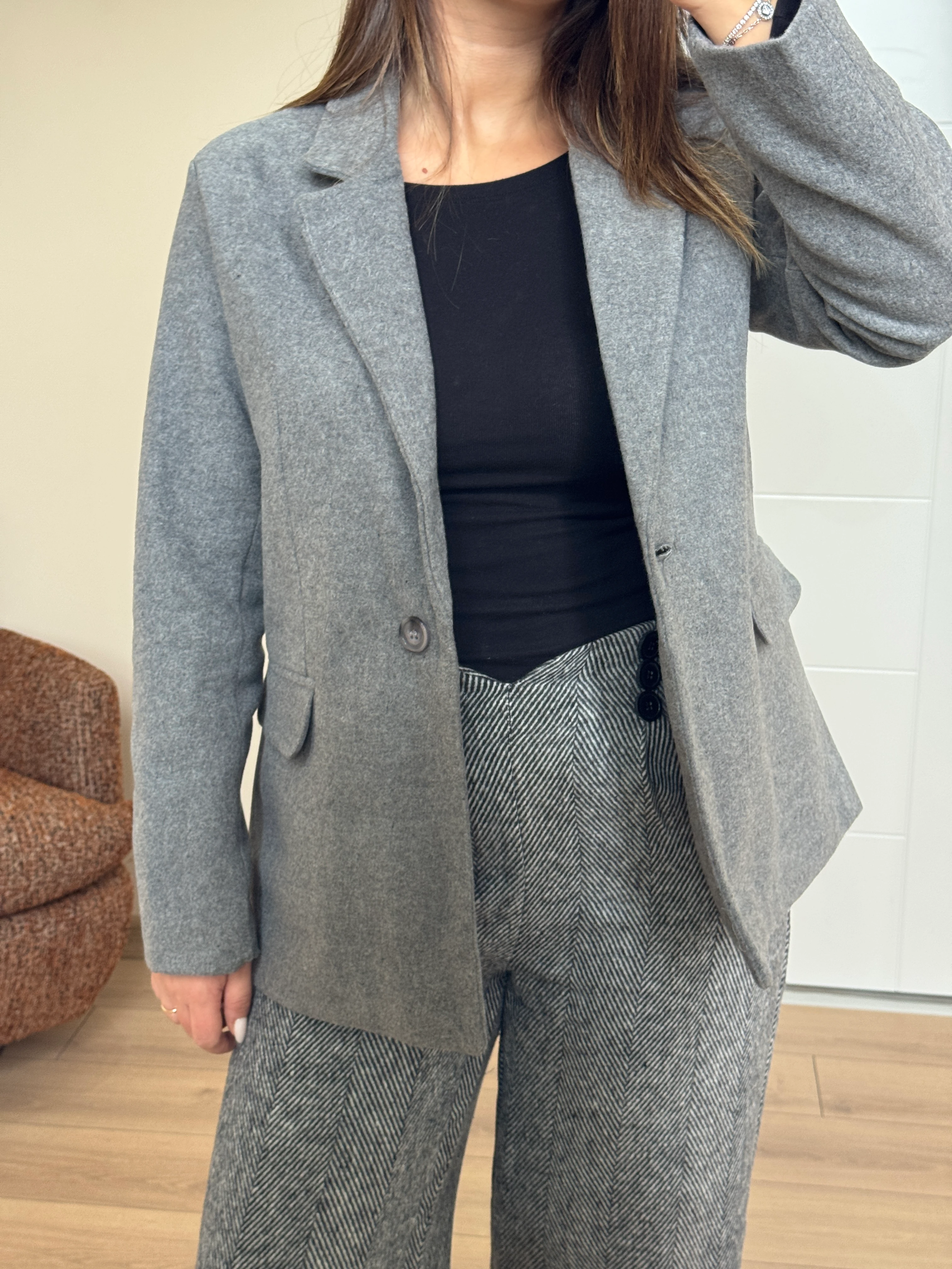 Tek Düğmeli Kaşe Ceket