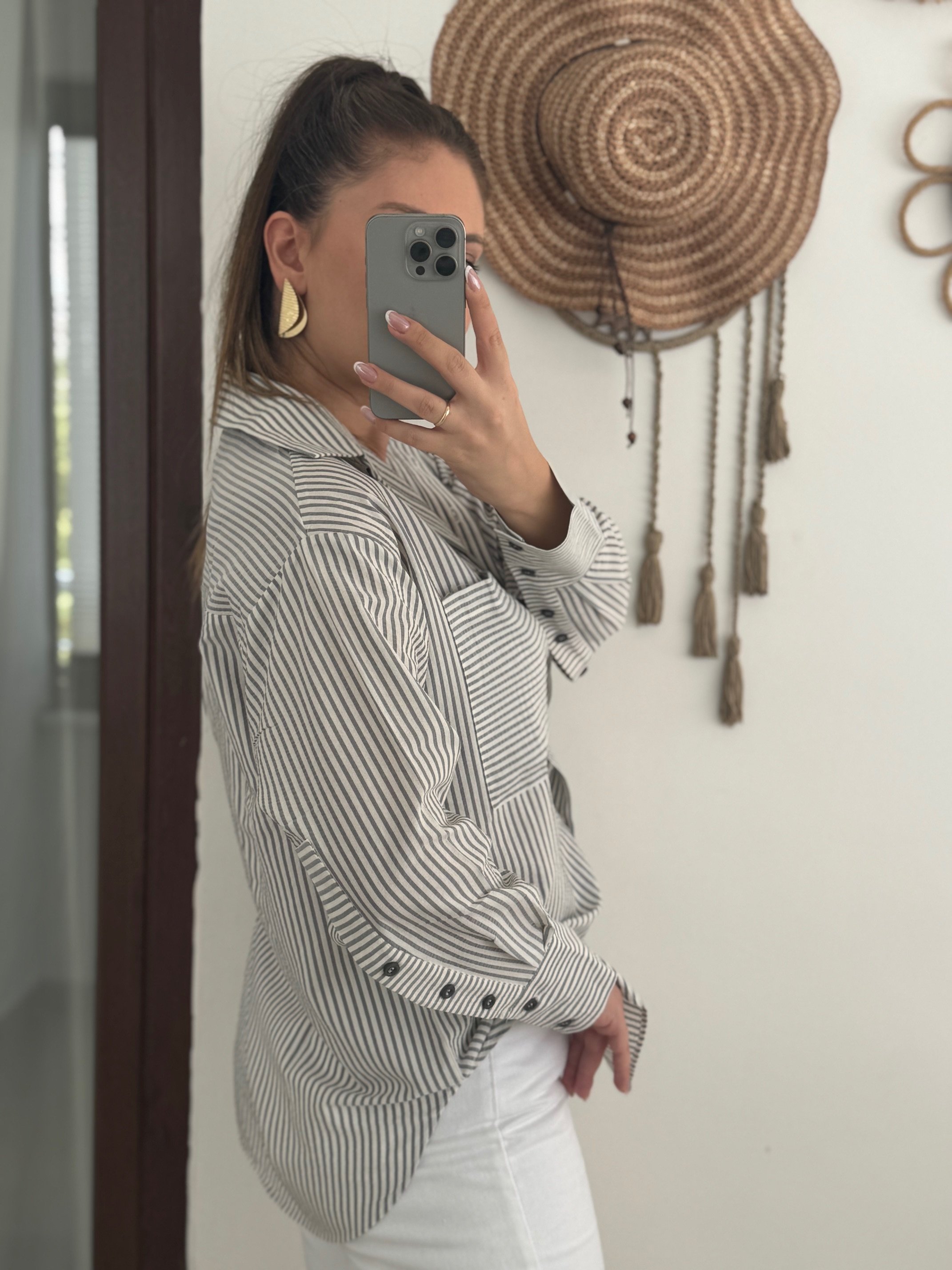 ZR Çizgili Oversize Gömlek