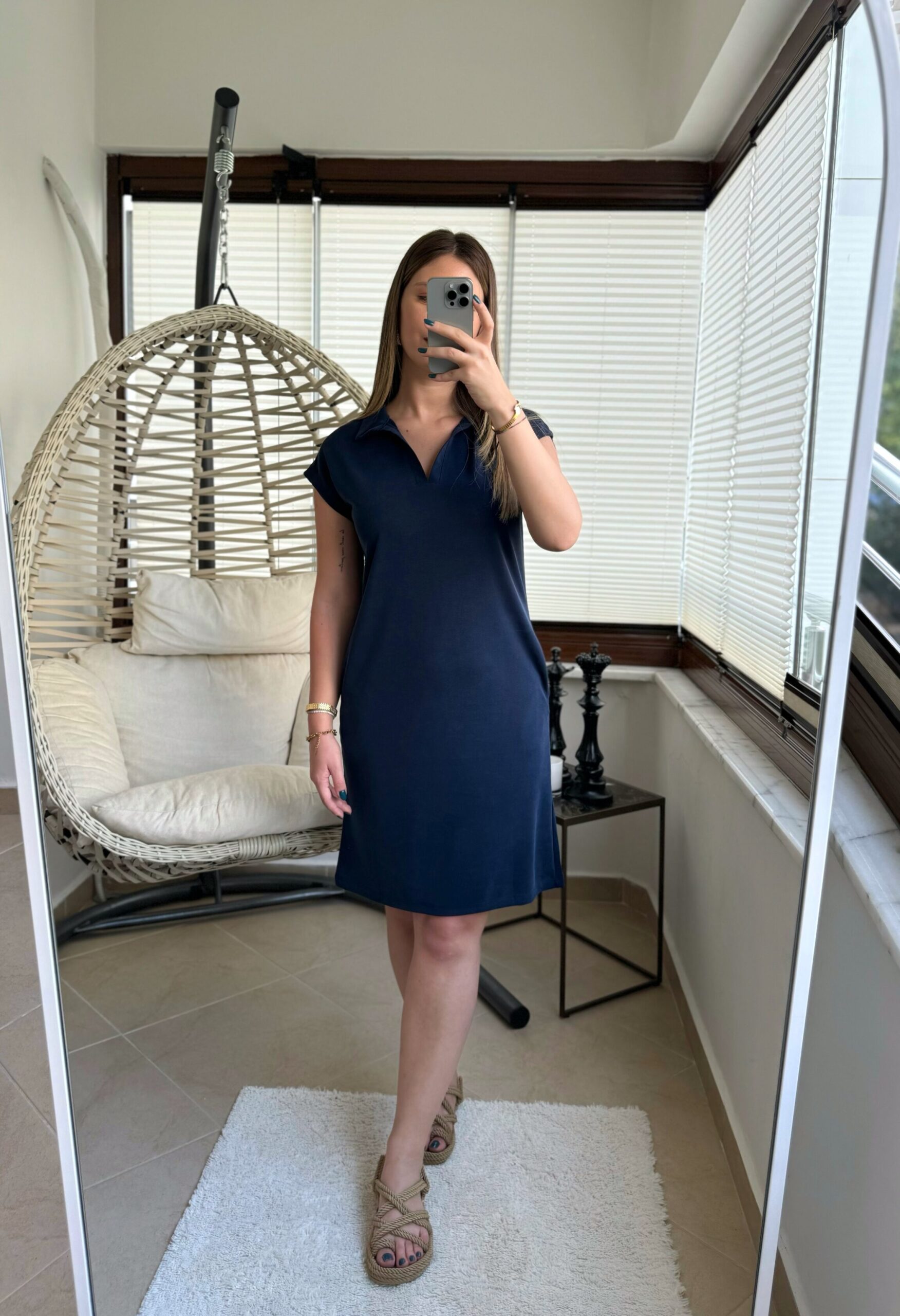 Premium Oys Modal Kumaş Polo Yaka Elbise
