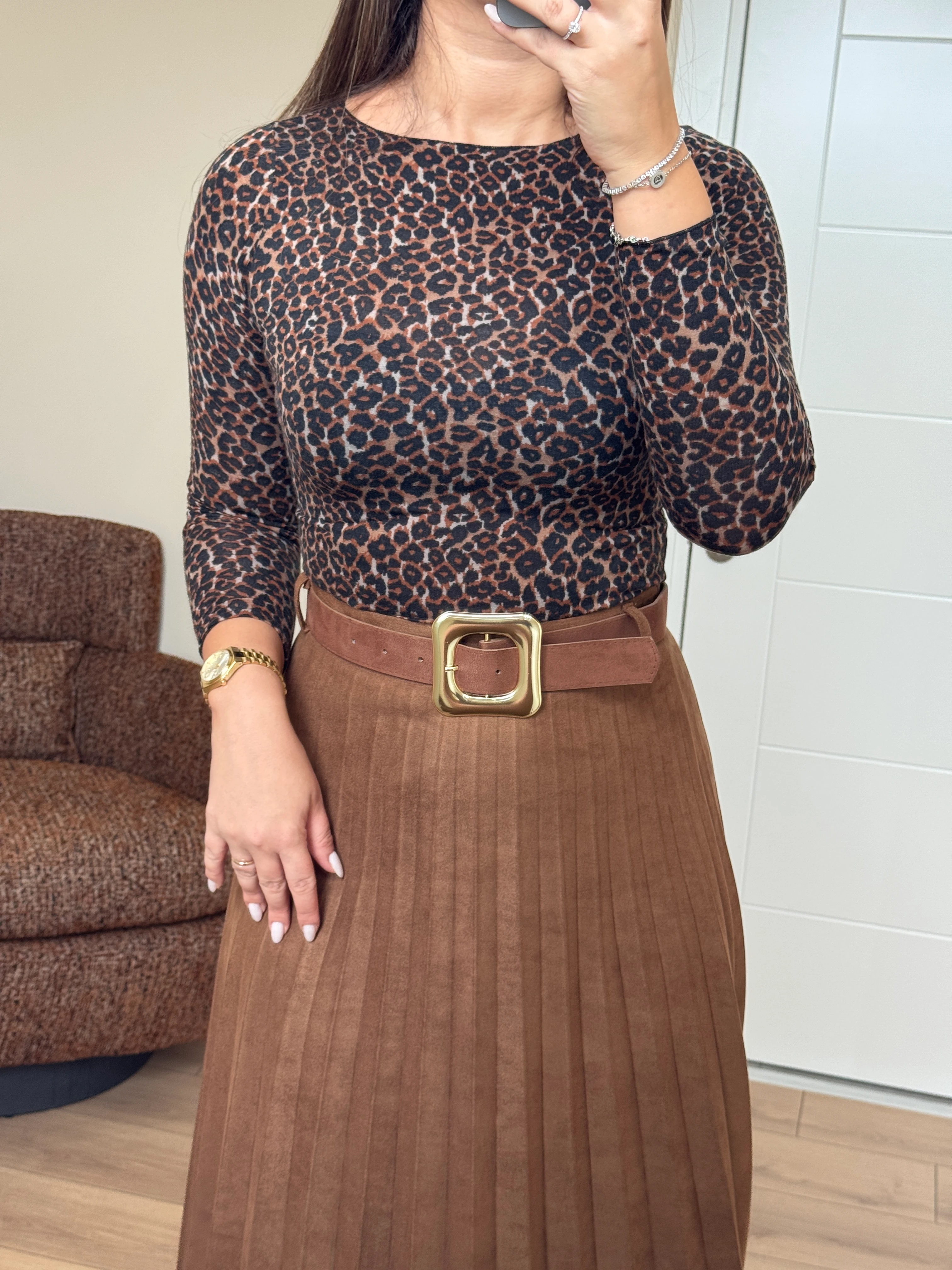 Dilvin Leopar Desenli Kaşmir Bluz