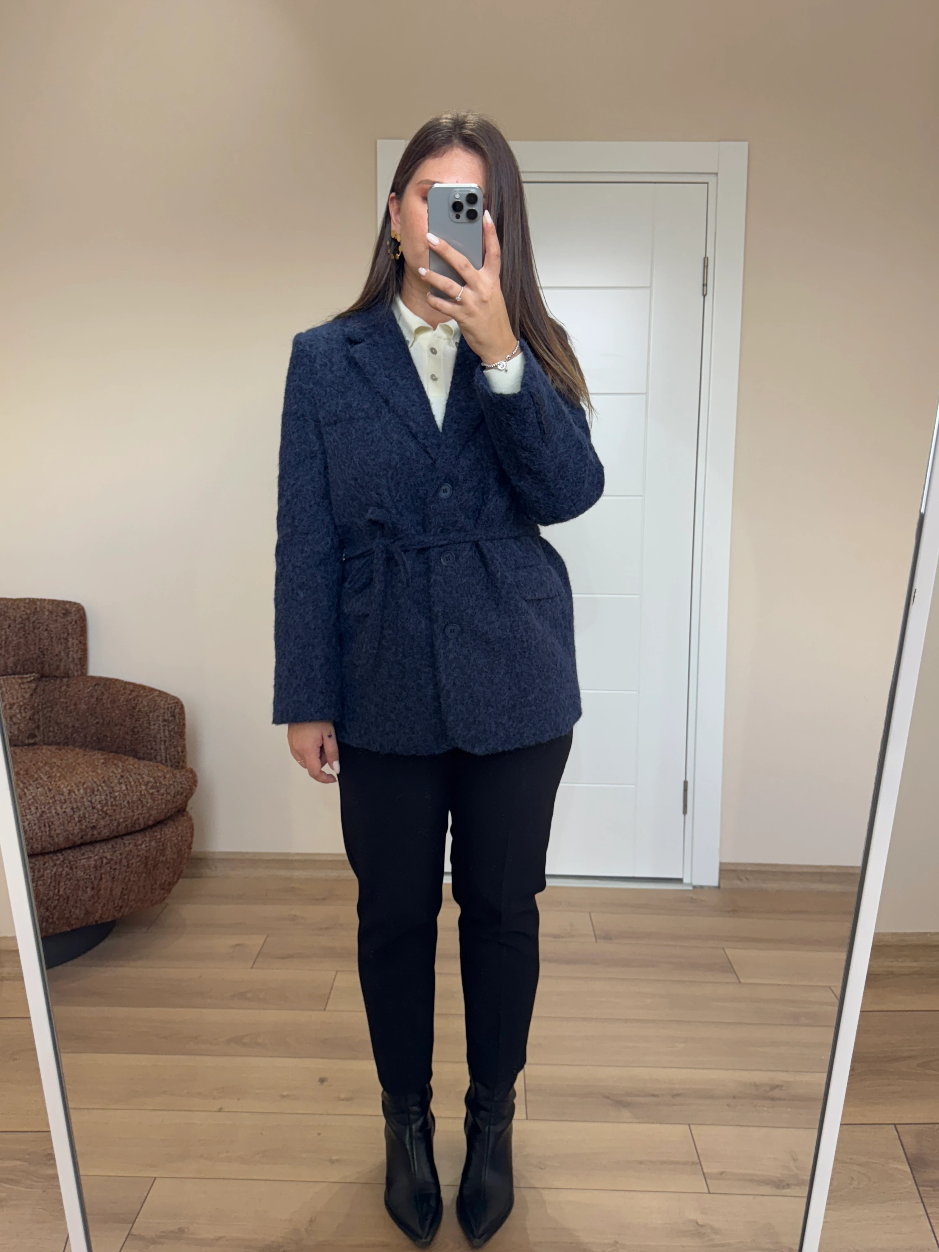 Buklet Belden Bağlamalı Kaşe Ceket