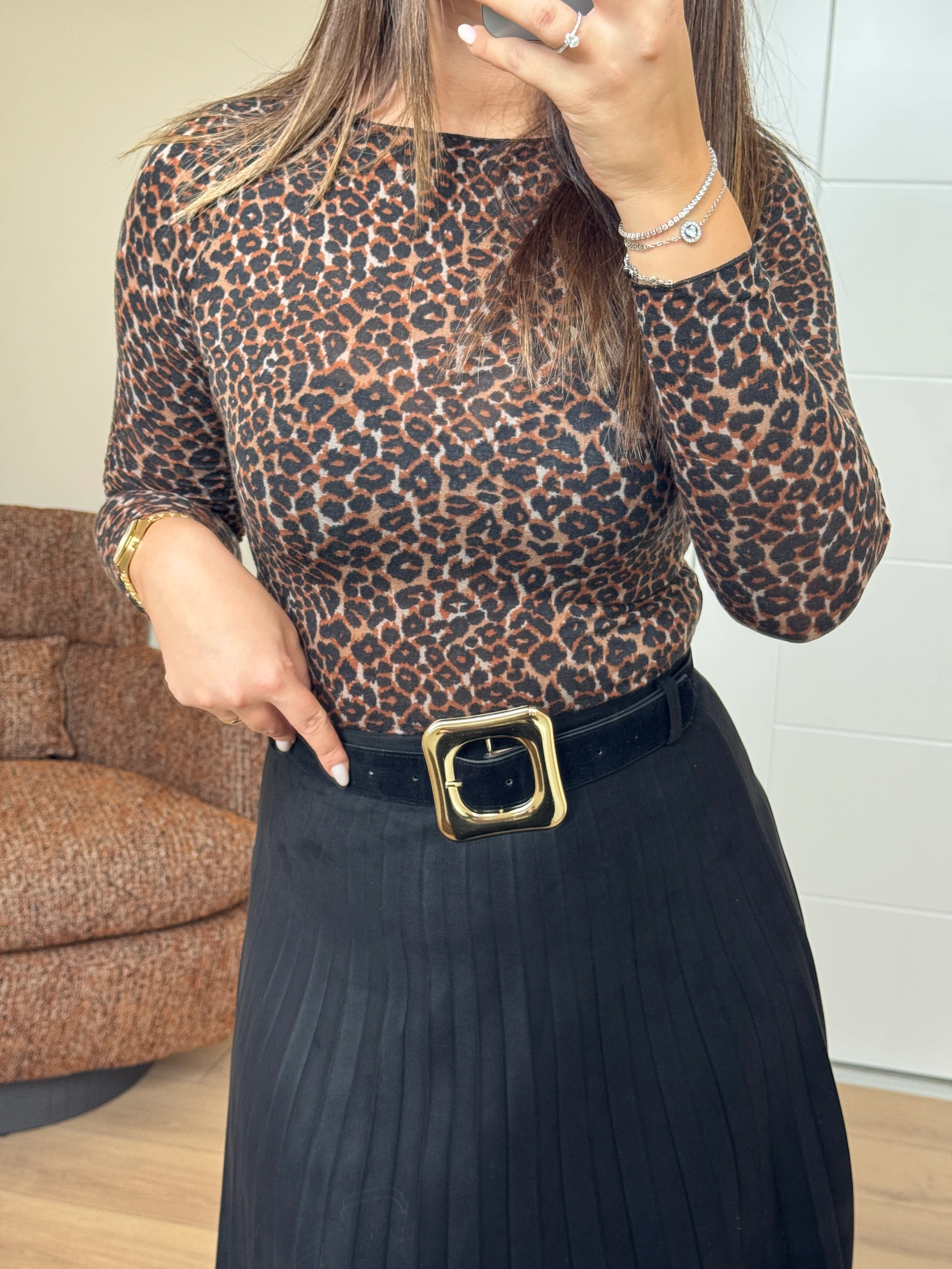 Dilvin Leopar Desenli Kaşmir Bluz