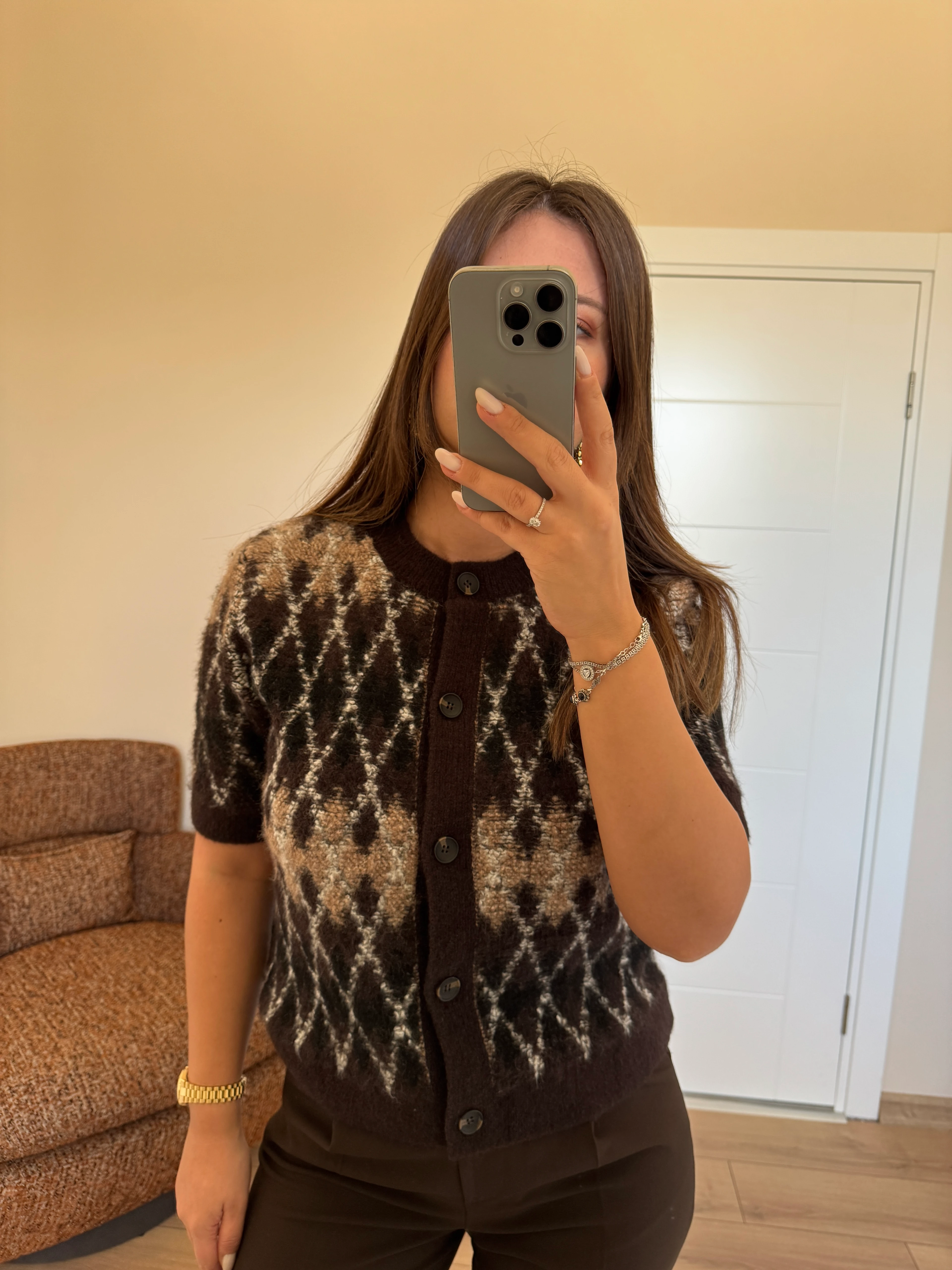 Dilvin Baklava Dokulu Düğmeli Triko Hırka