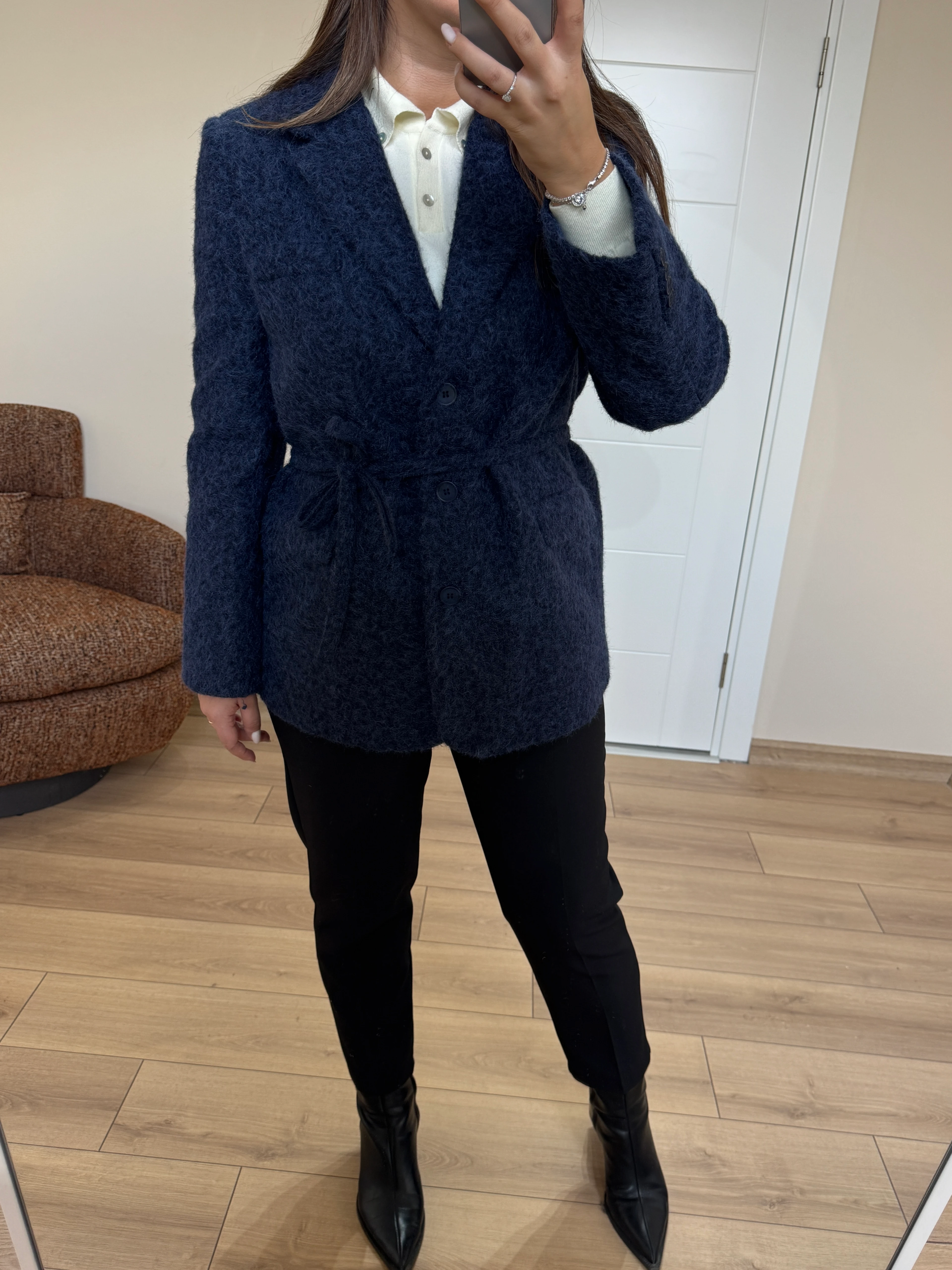 Buklet Belden Bağlamalı Kaşe Ceket