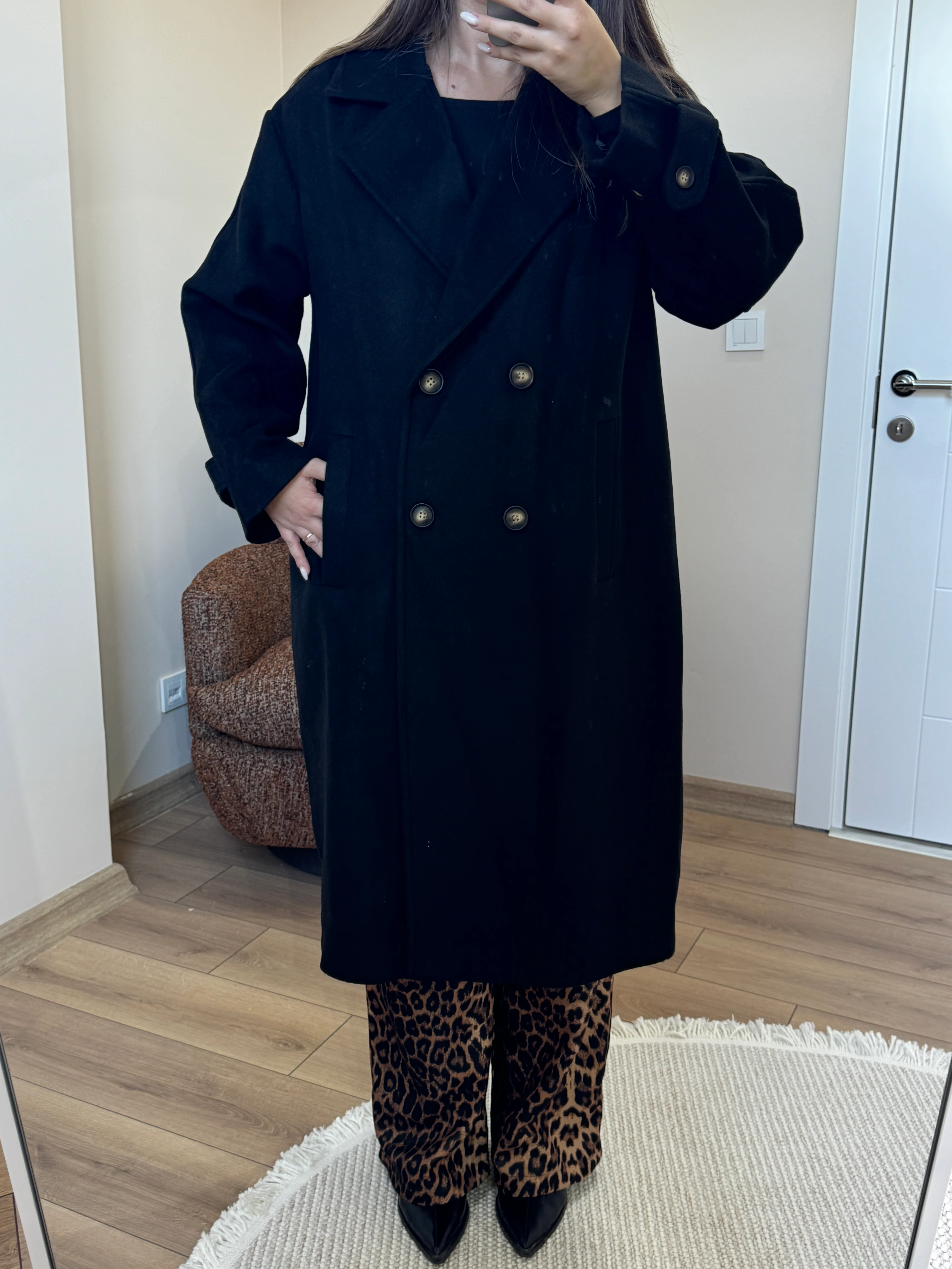 Premium Kalite Kaşe Kaban - Siyah