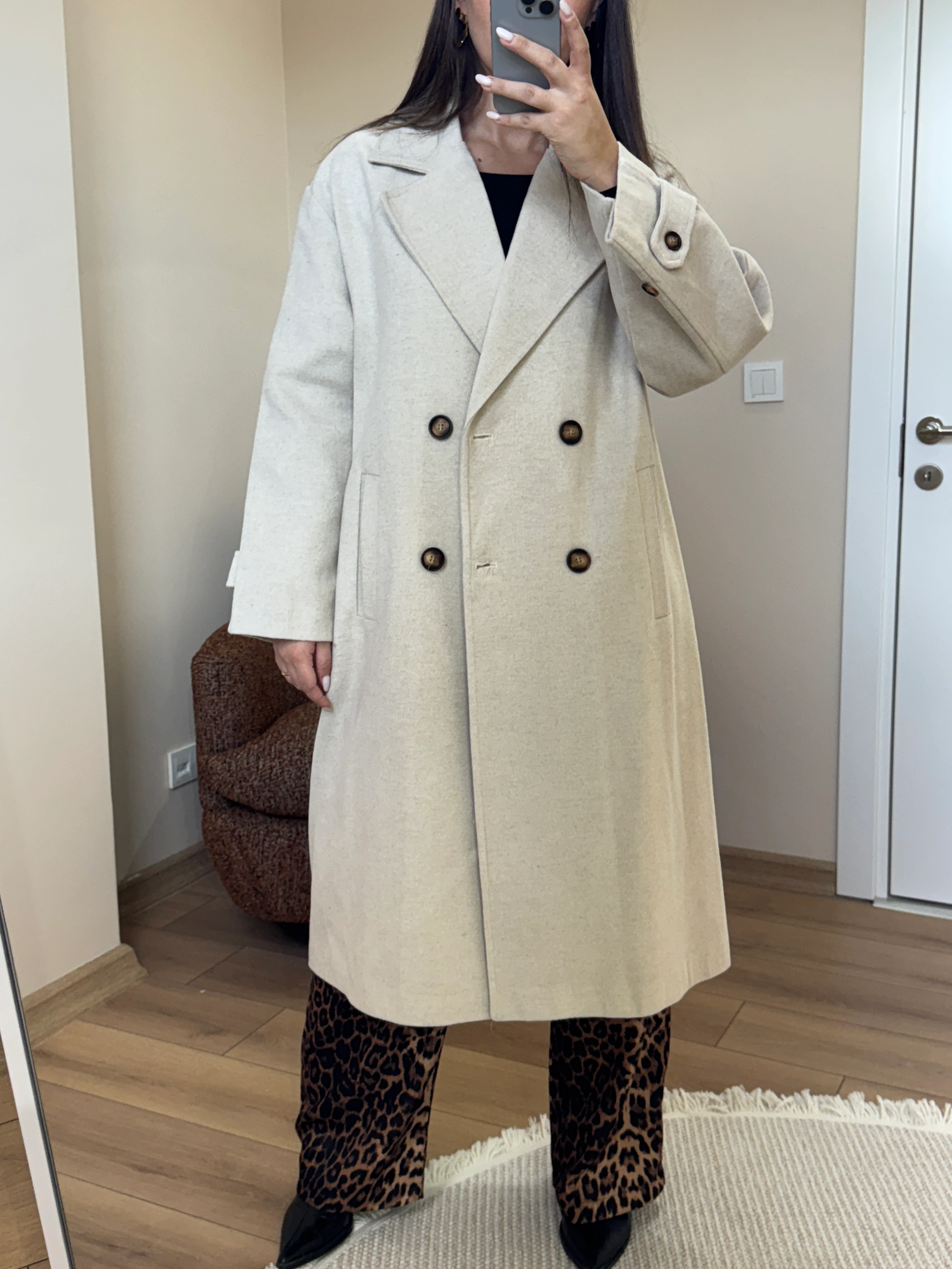 Premium Kalite Kaşe Kaban - Bej