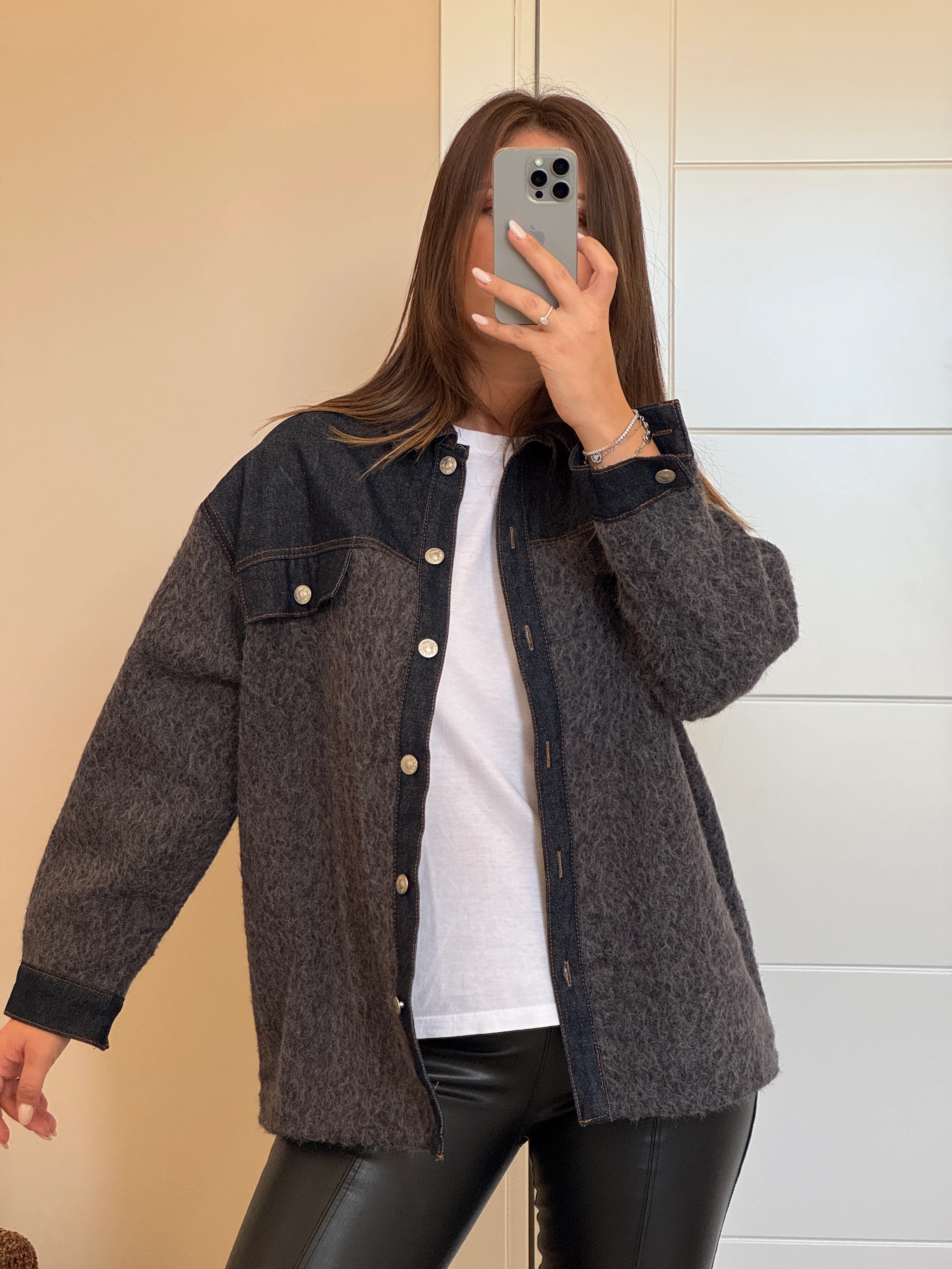 Denim Garneli Buklet Ceket