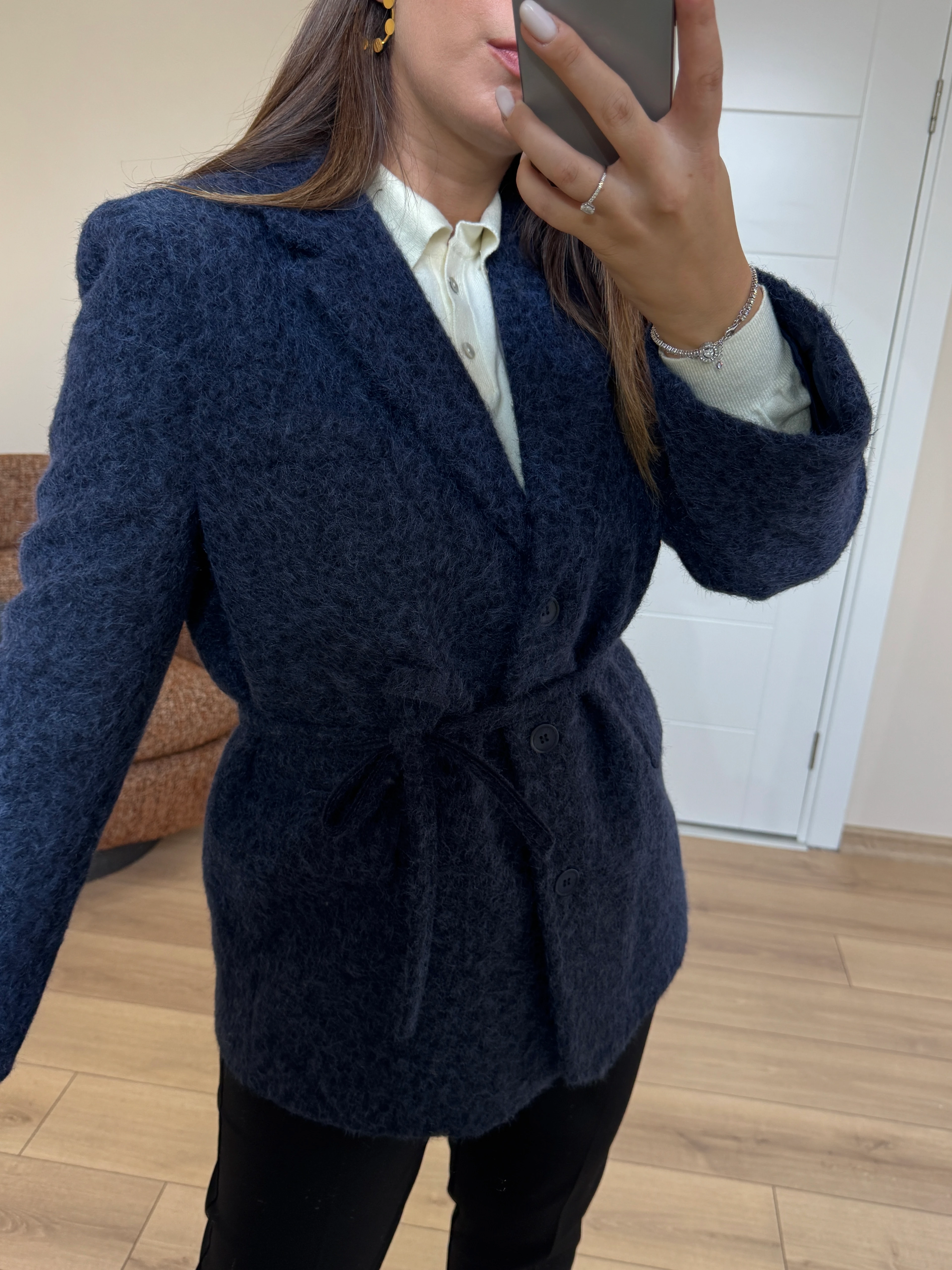 Buklet Belden Bağlamalı Kaşe Ceket