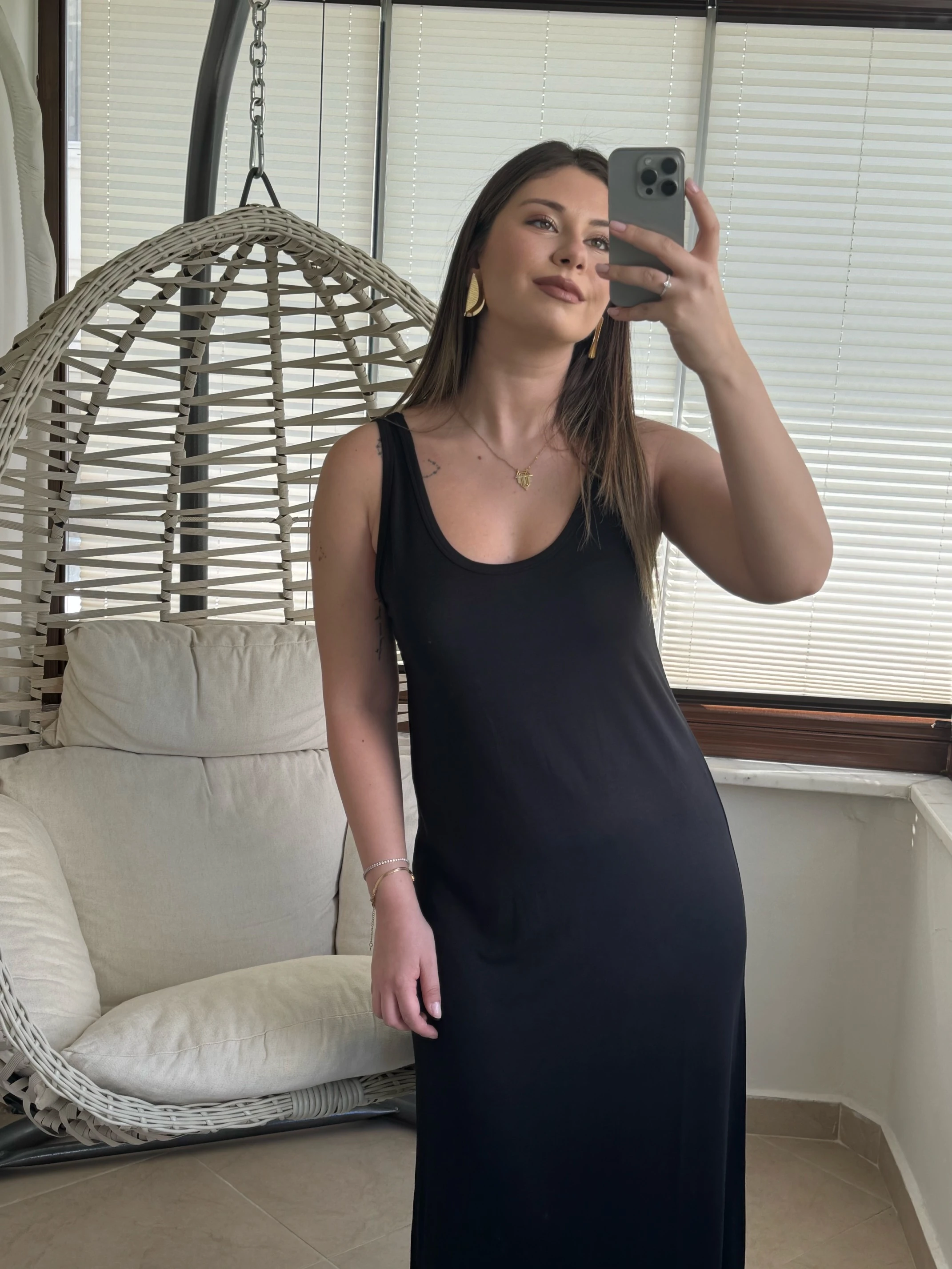 Massi Askılı Basic Maxi Elbise