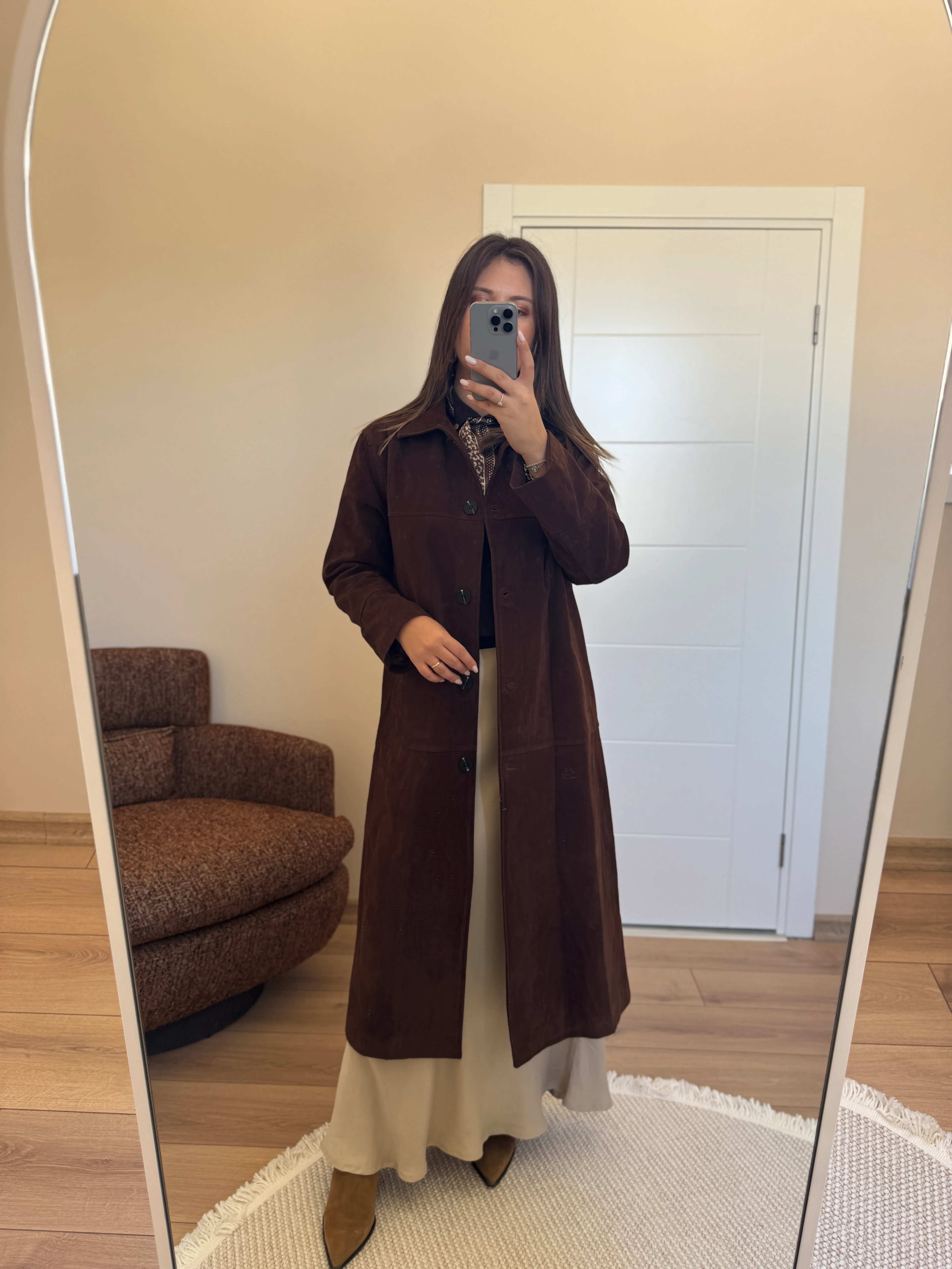 Midi Boy Süet Kaban