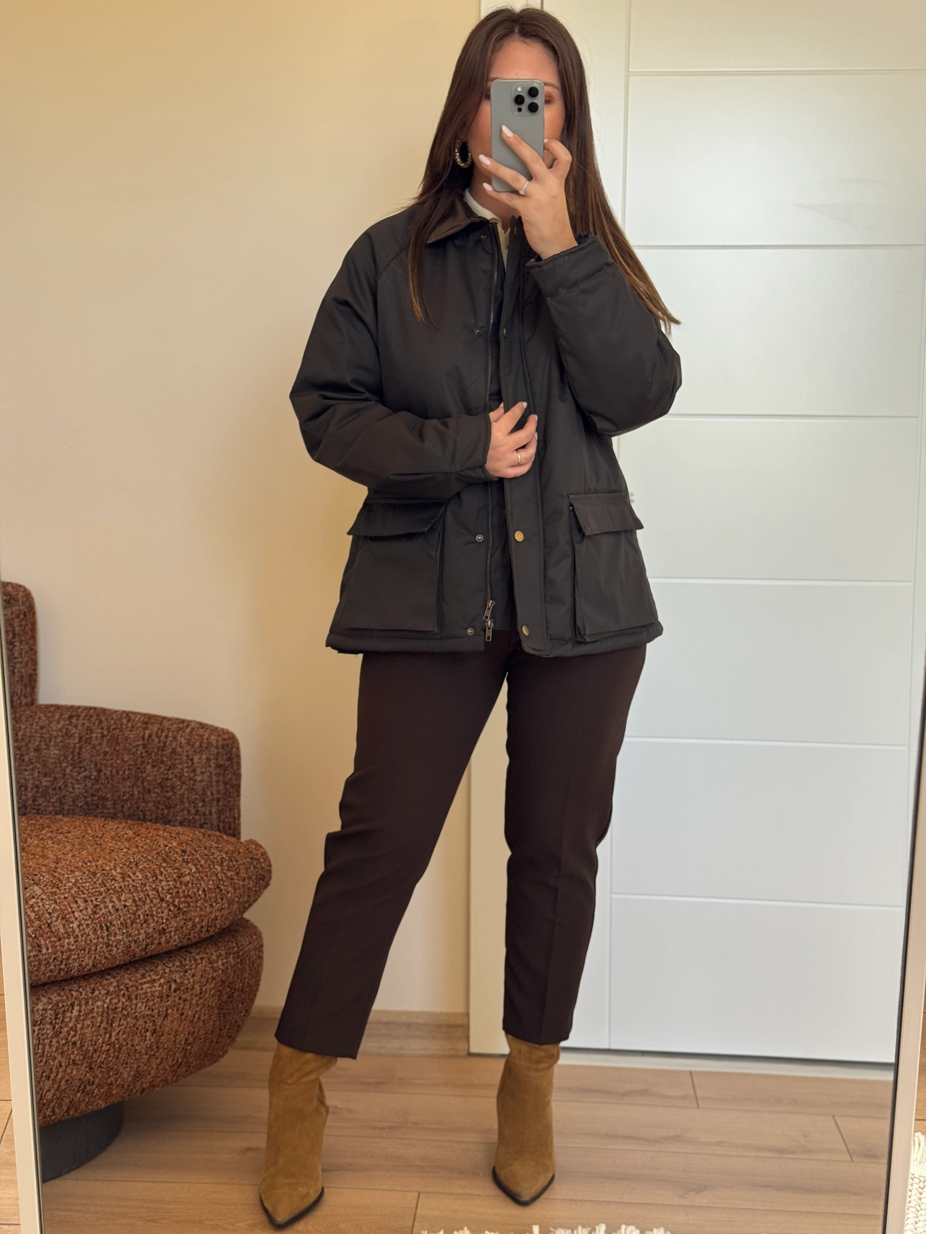 Garnili Yağlı Deri Parka