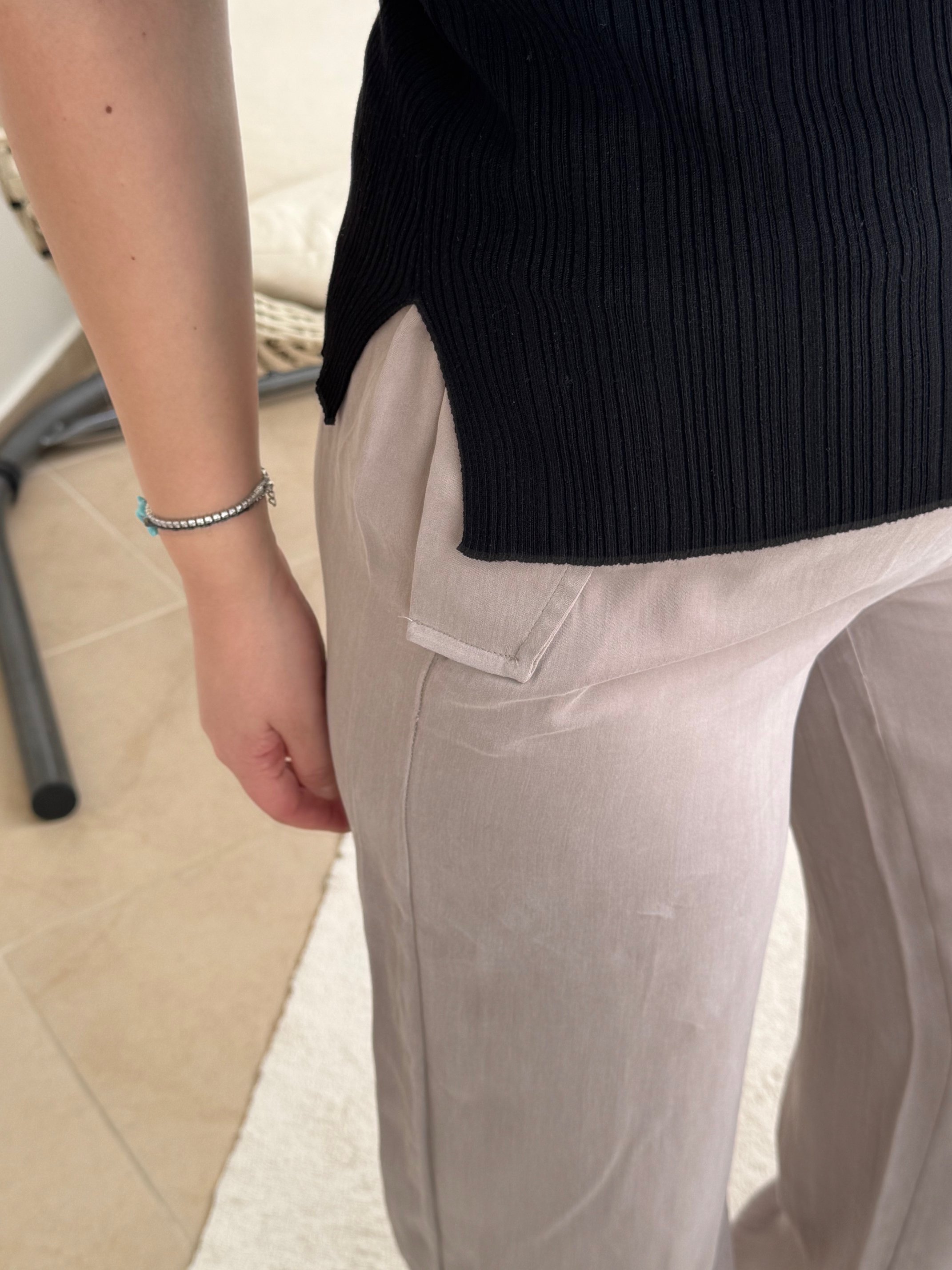 DLV Kayık Yaka Fitilli Triko Bluz