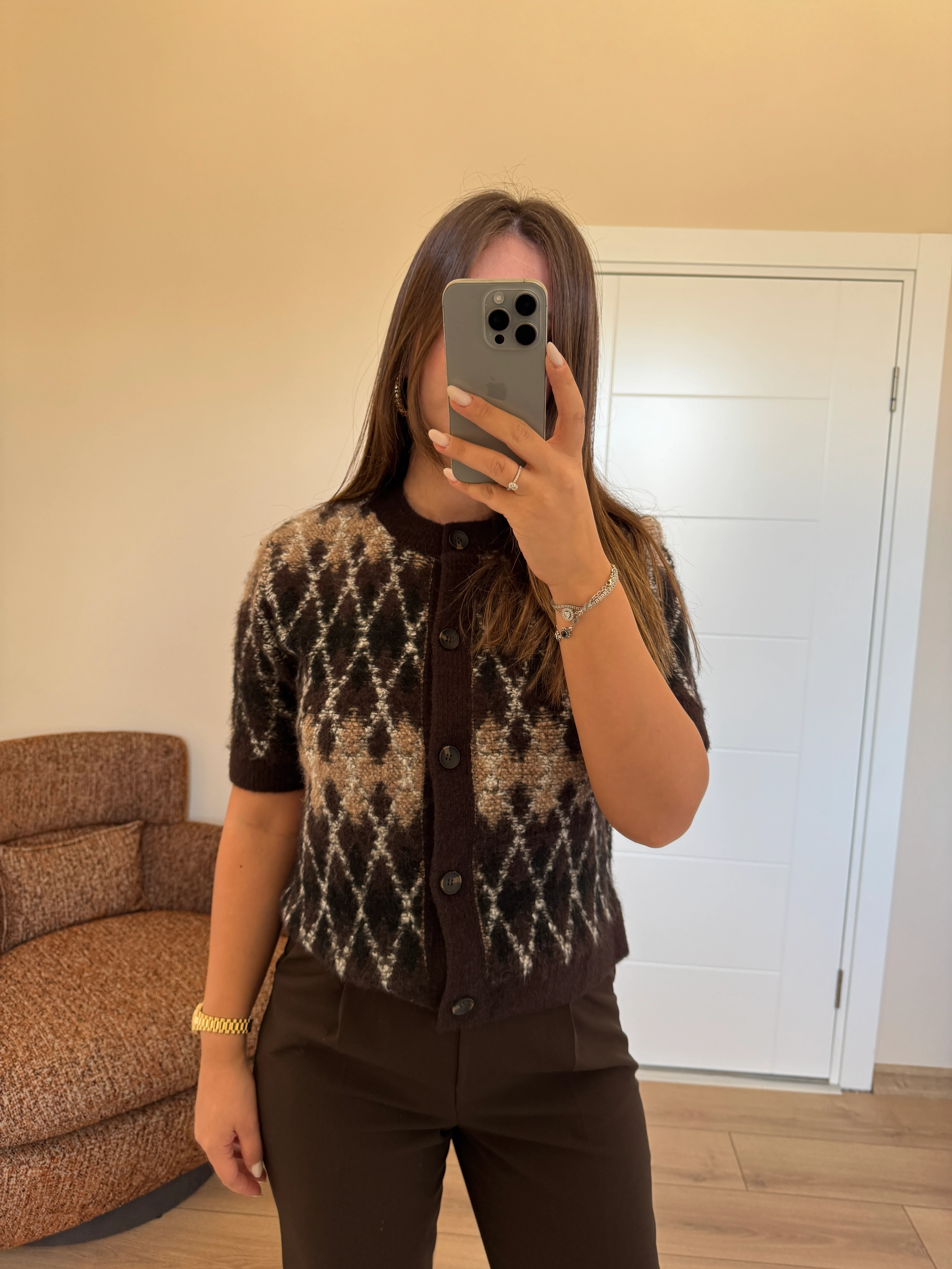 Dilvin Baklava Dokulu Düğmeli Triko Hırka