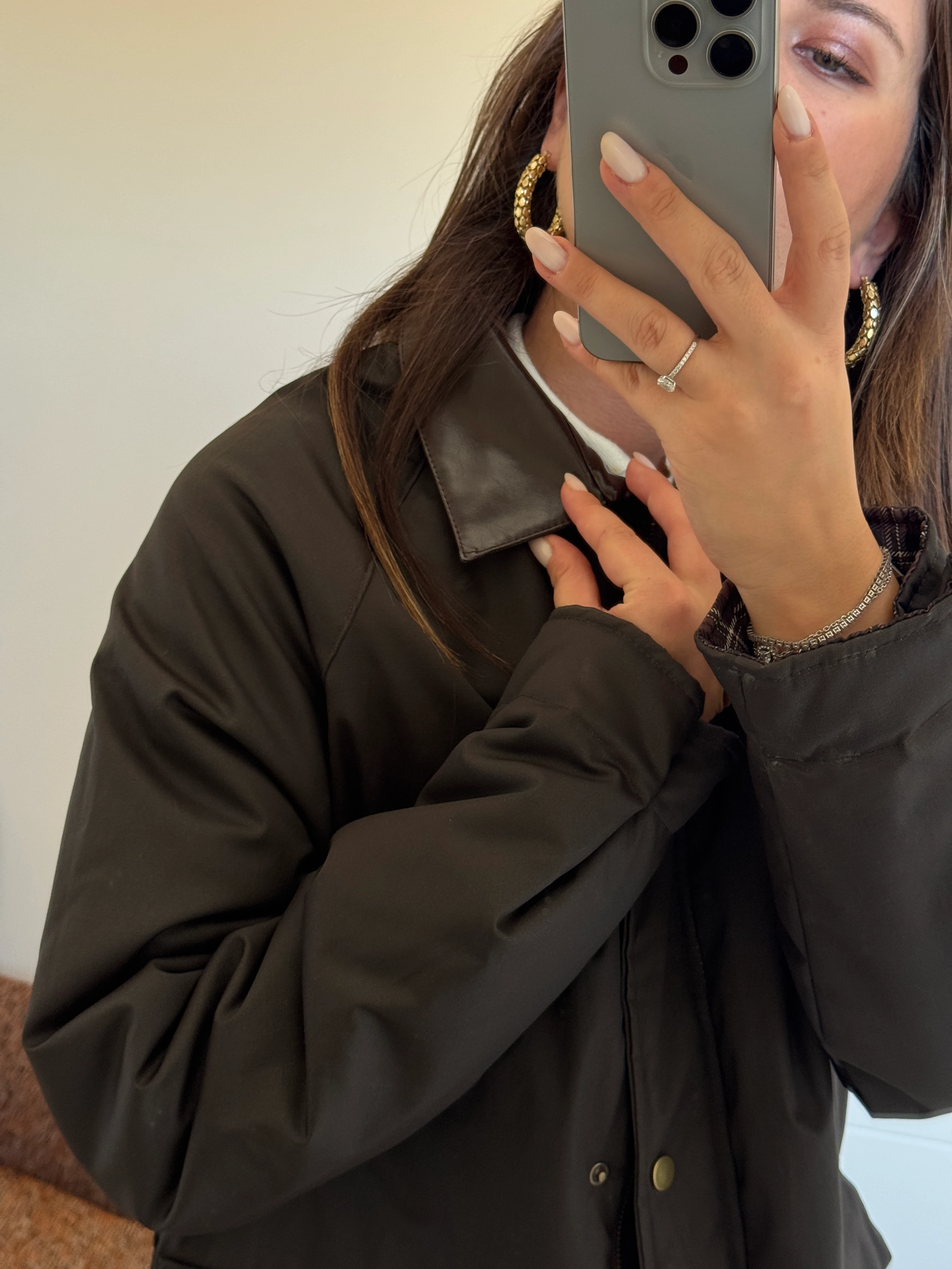 Garnili Yağlı Deri Parka