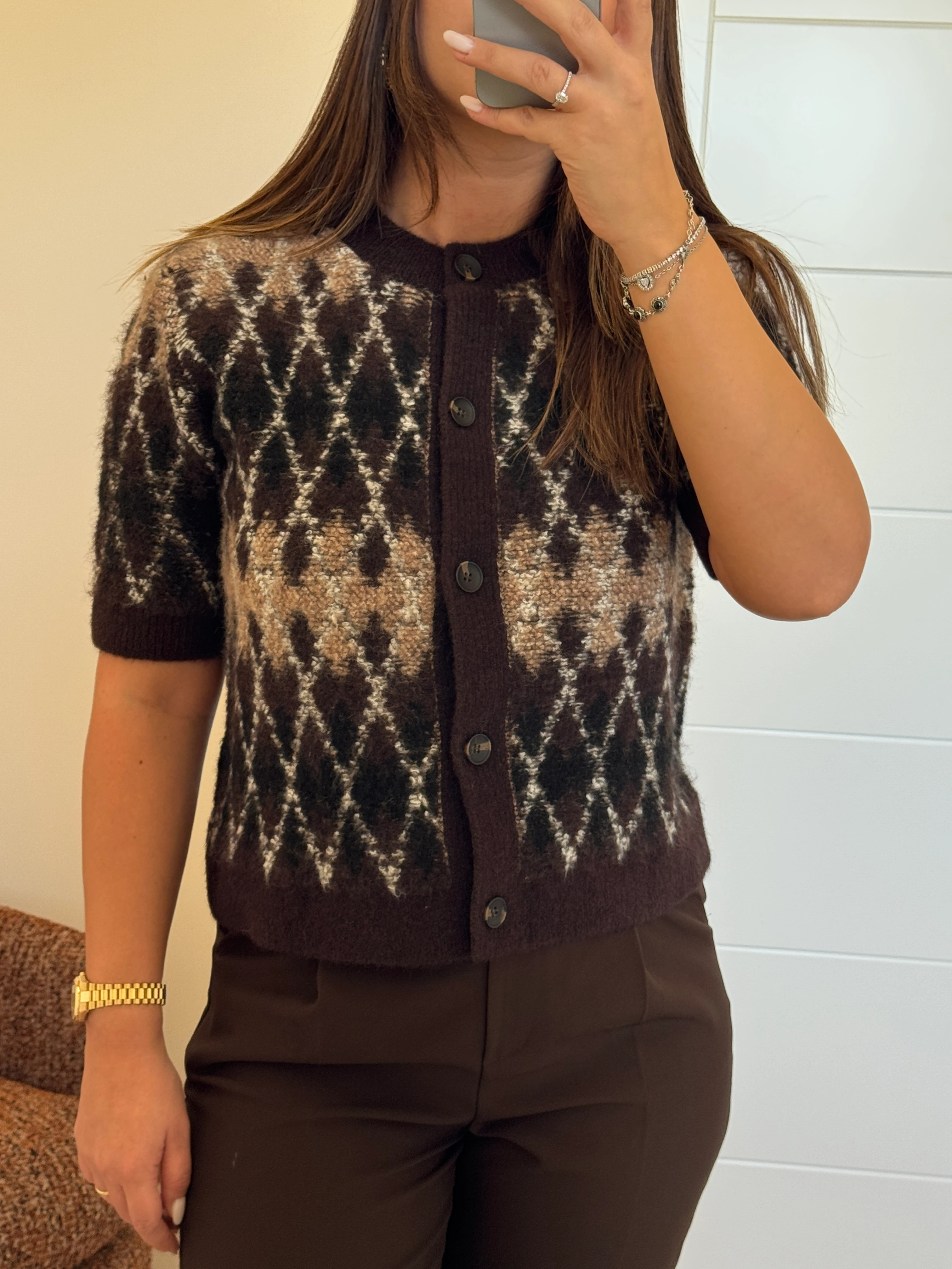 Dilvin Baklava Dokulu Düğmeli Triko Hırka