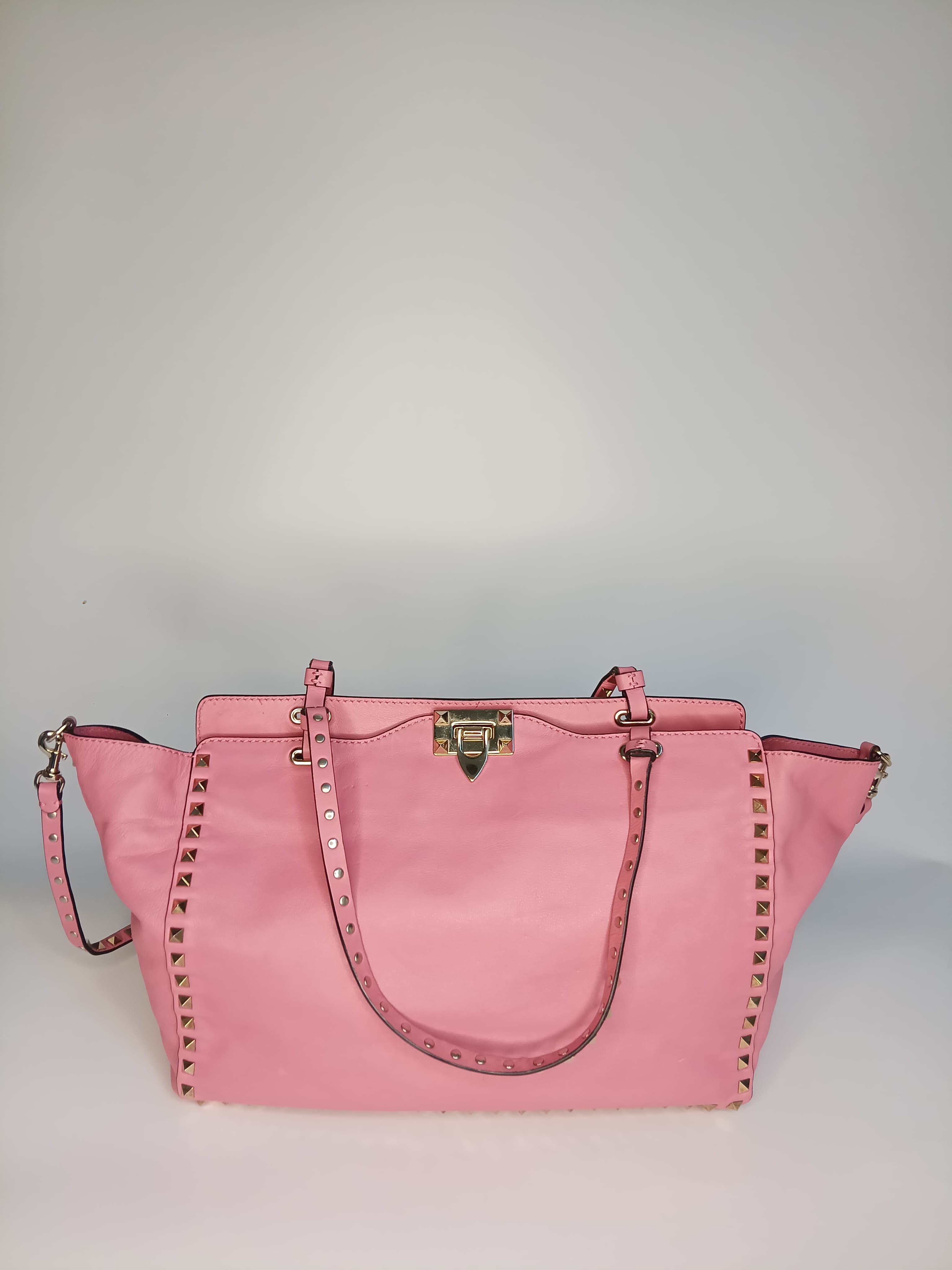 VALENTINO LEATHER ROCKSTUD TOTE BAG 