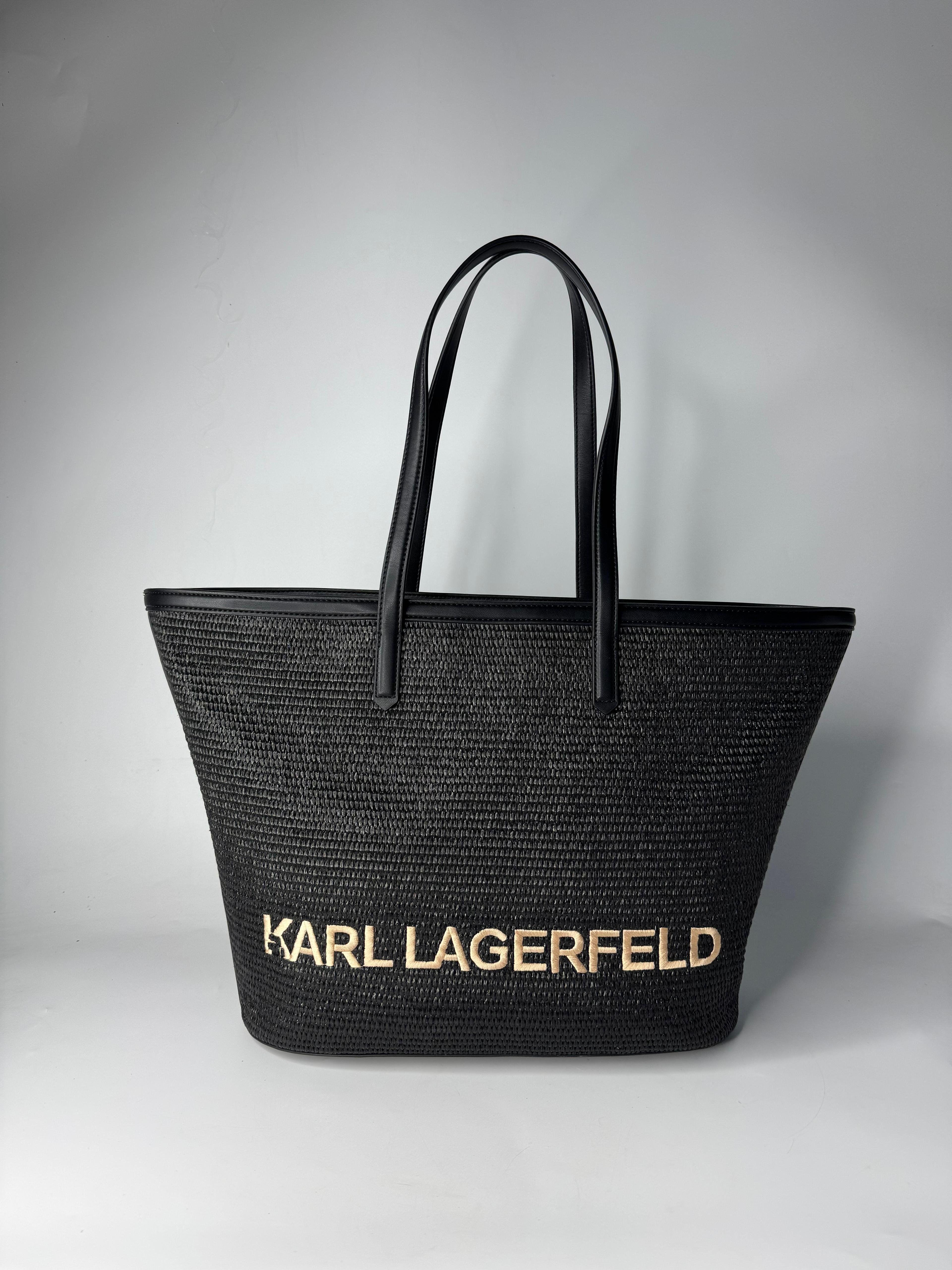 KARL LAGERFELD K/ESSENTIAL RAFFIA TOTE BAG