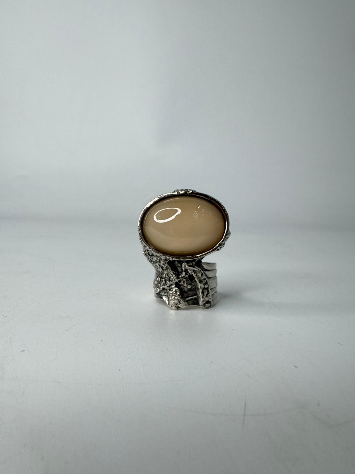 YVES SAINT LAURENT ARTY OVAL VINTAGE RING SILVER