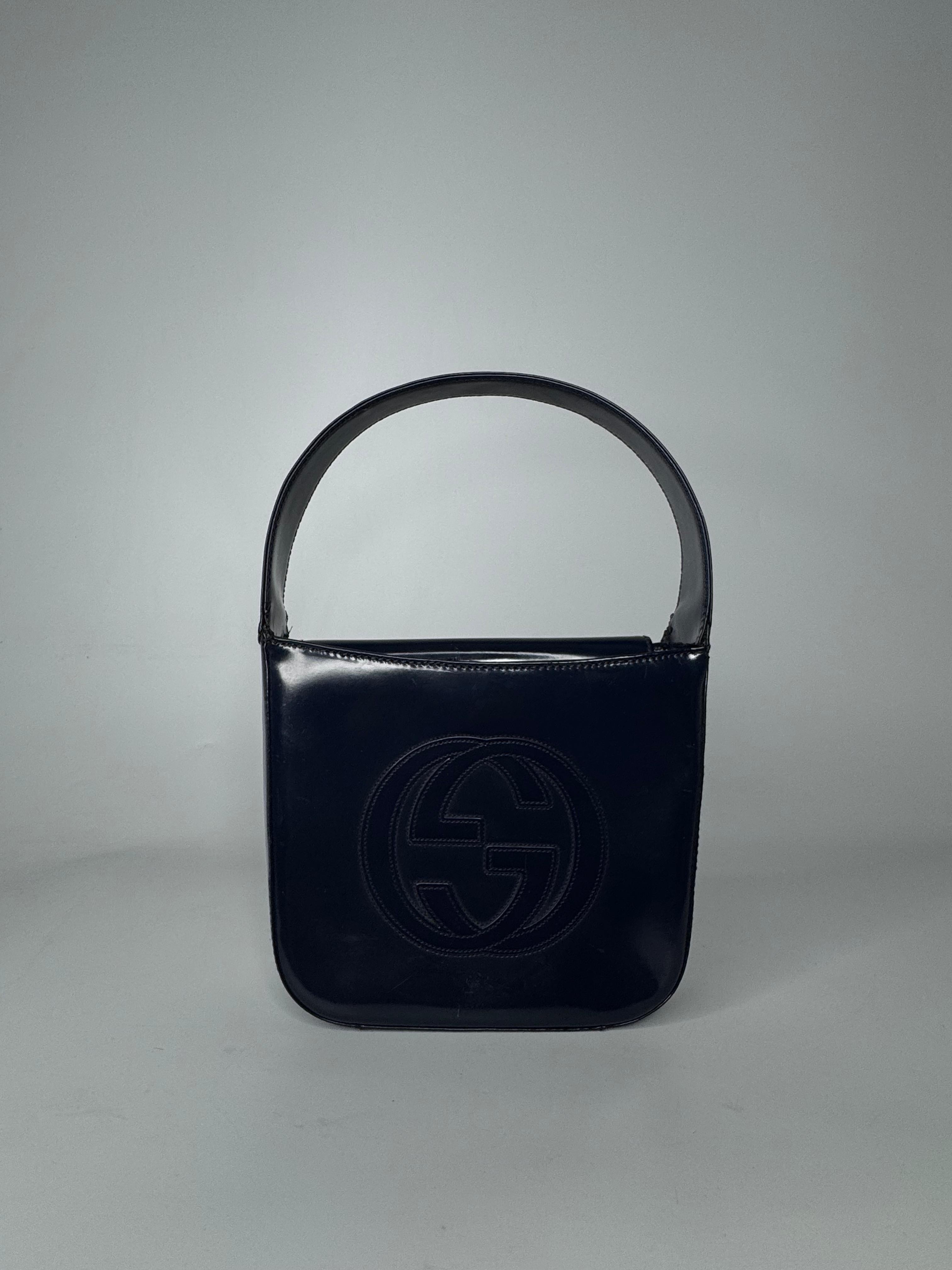 GUCCI  VINTAGE PATENT LETHER BAG