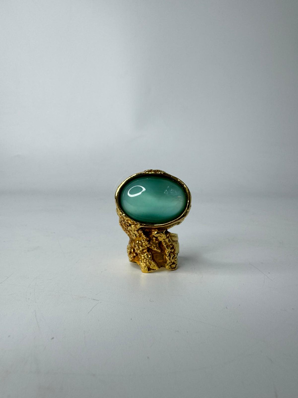 YVES SAINT LAURENT GREEN CABOCHON ARTY RING