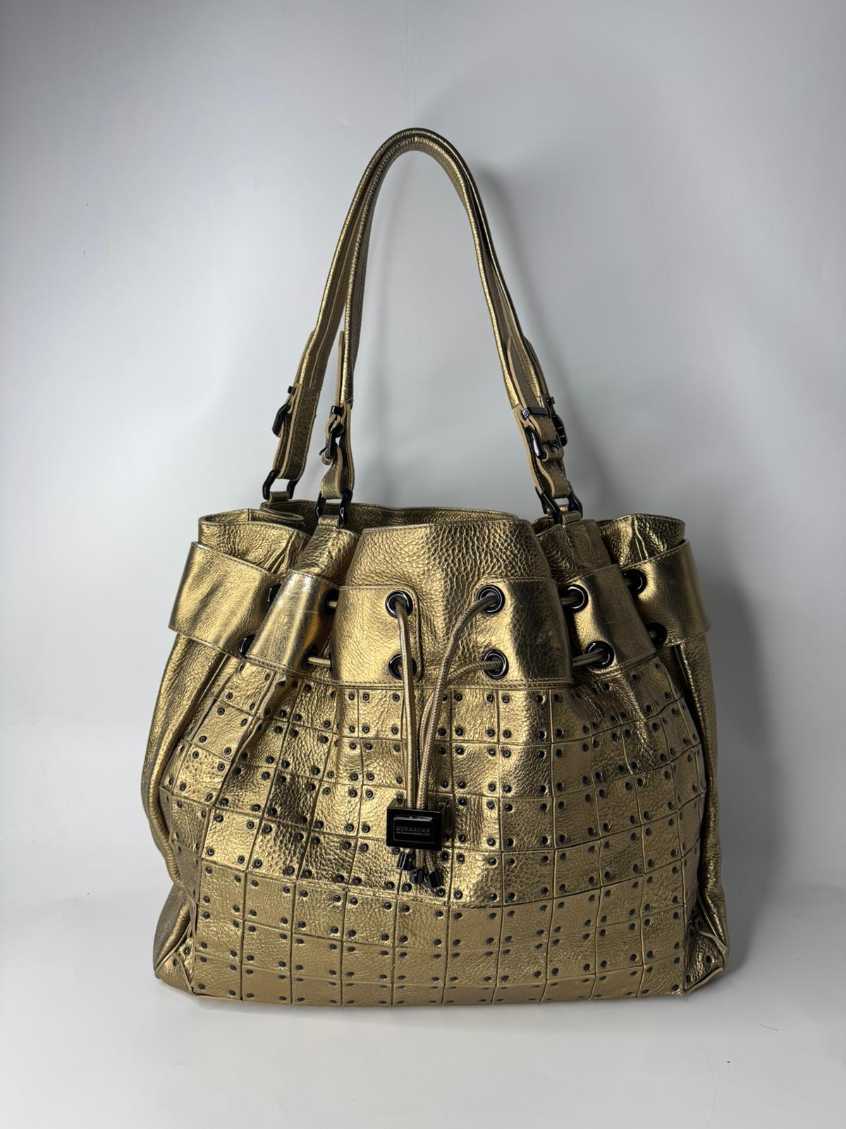 BURBERRY PRORSUM CALFSKIN LARGE STUDDED WARRIOR GOLD 